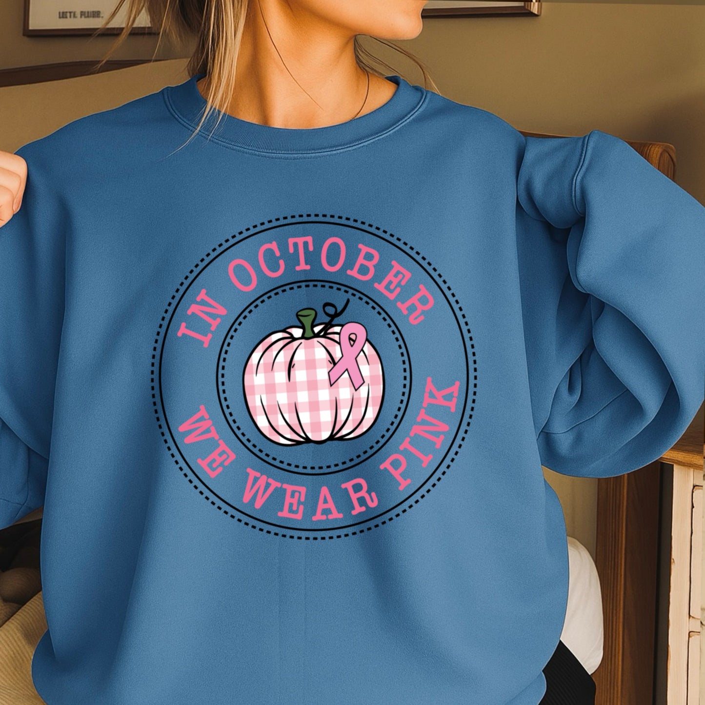 In October We Wear Pink Crewneck Sweatshirt