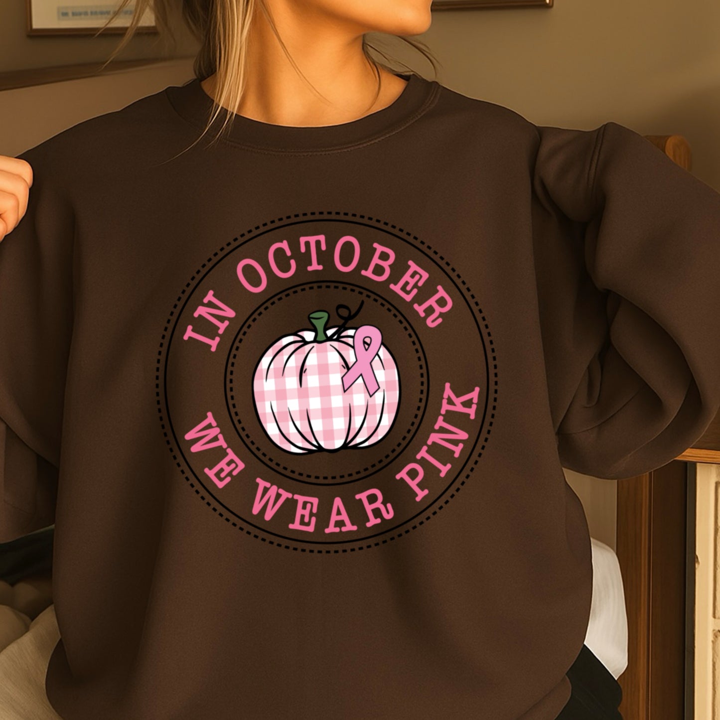 In October We Wear Pink Crewneck Sweatshirt