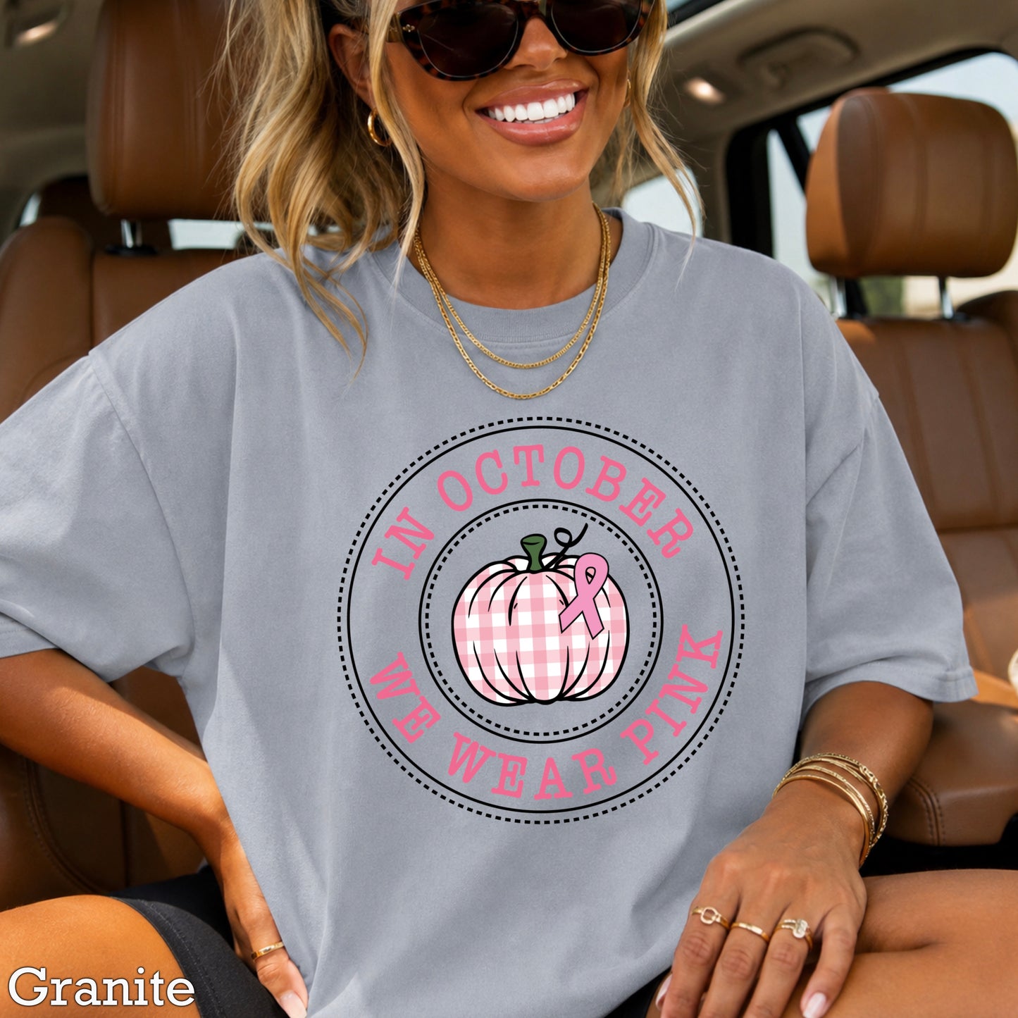 In October We Wear Pink Comfort Color Graphic Tee