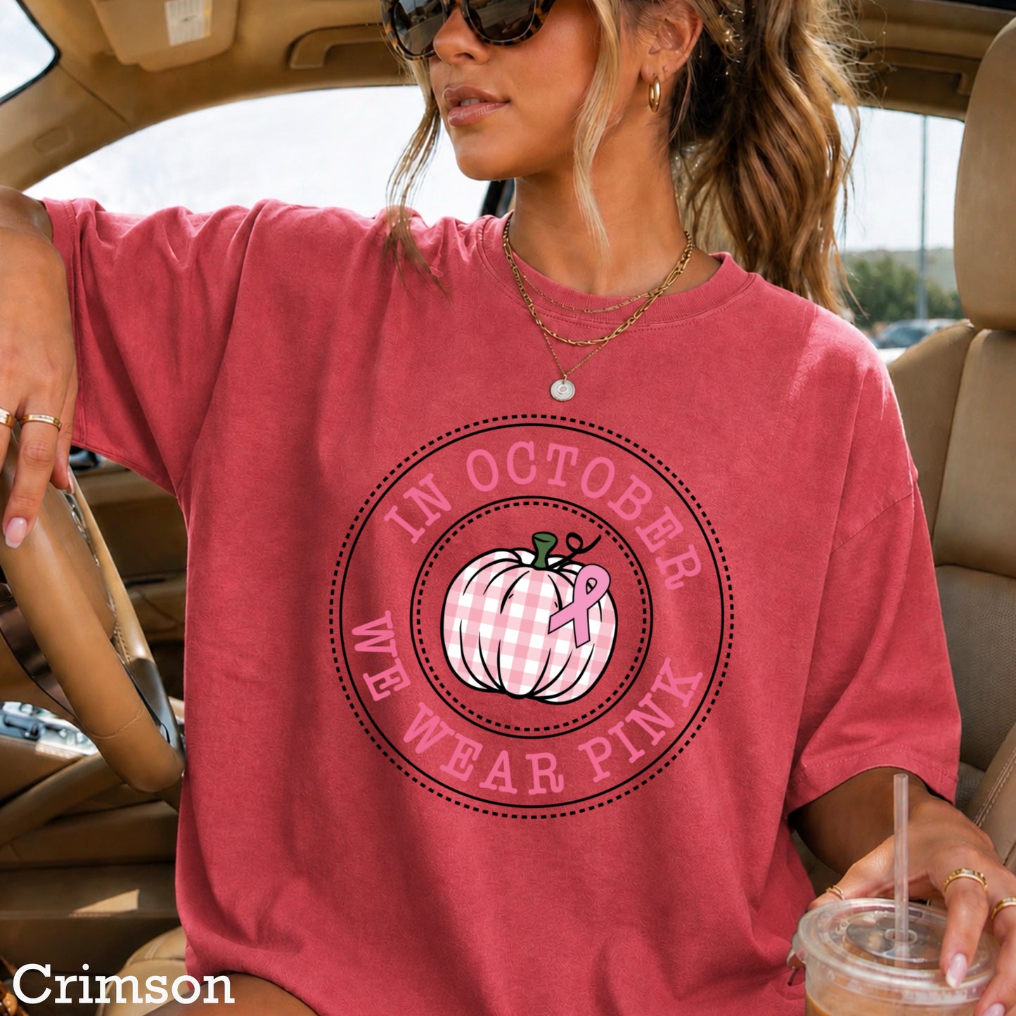 In October We Wear Pink Comfort Color Graphic Tee