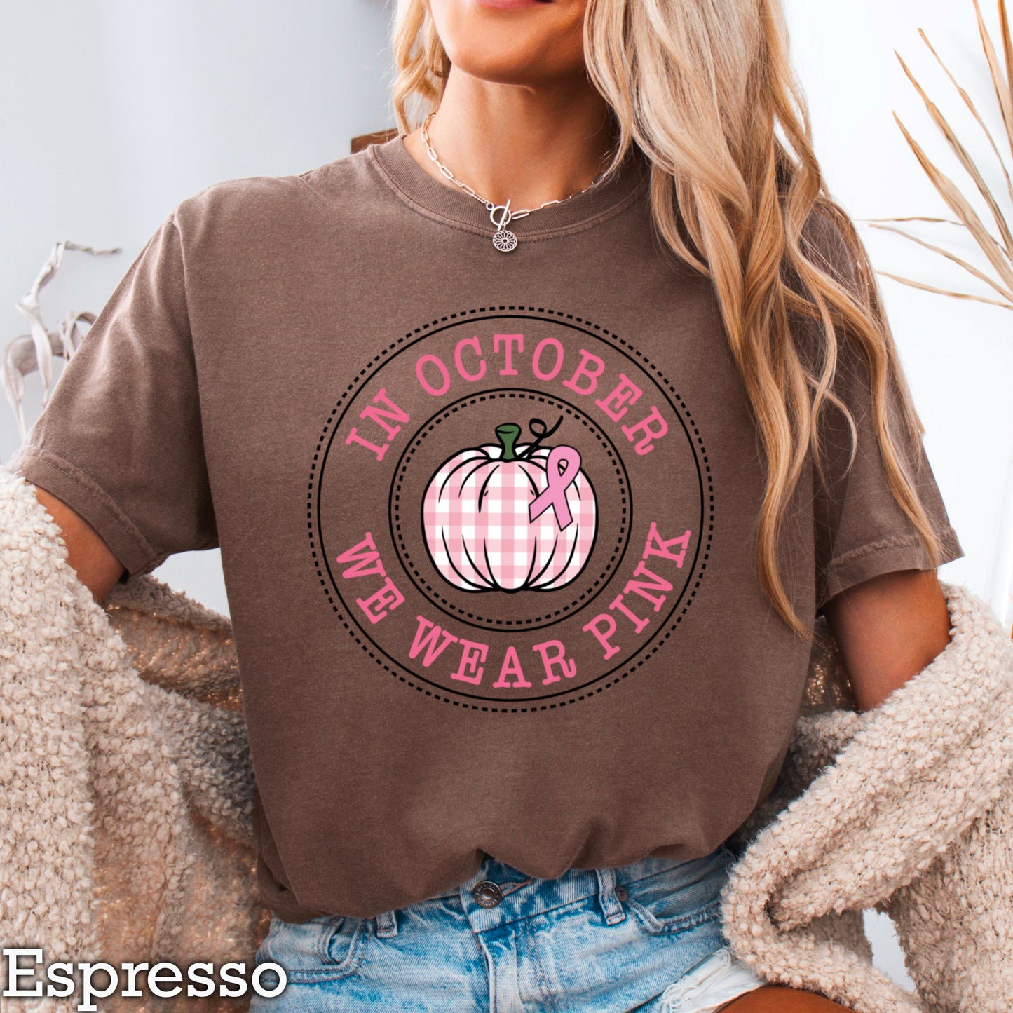 In October We Wear Pink Comfort Color Graphic Tee