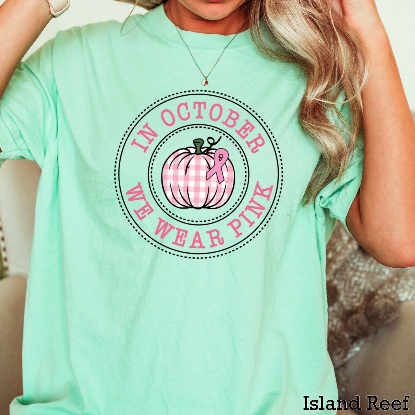In October We Wear Pink Comfort Color Graphic Tee