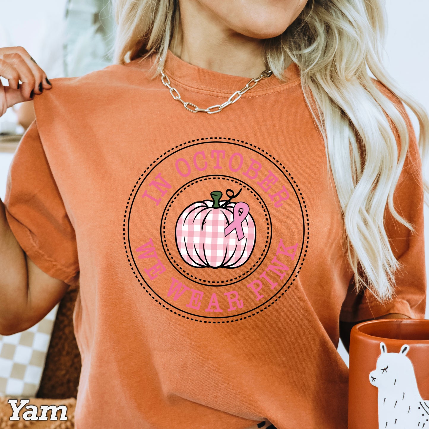 In October We Wear Pink Comfort Color Graphic Tee
