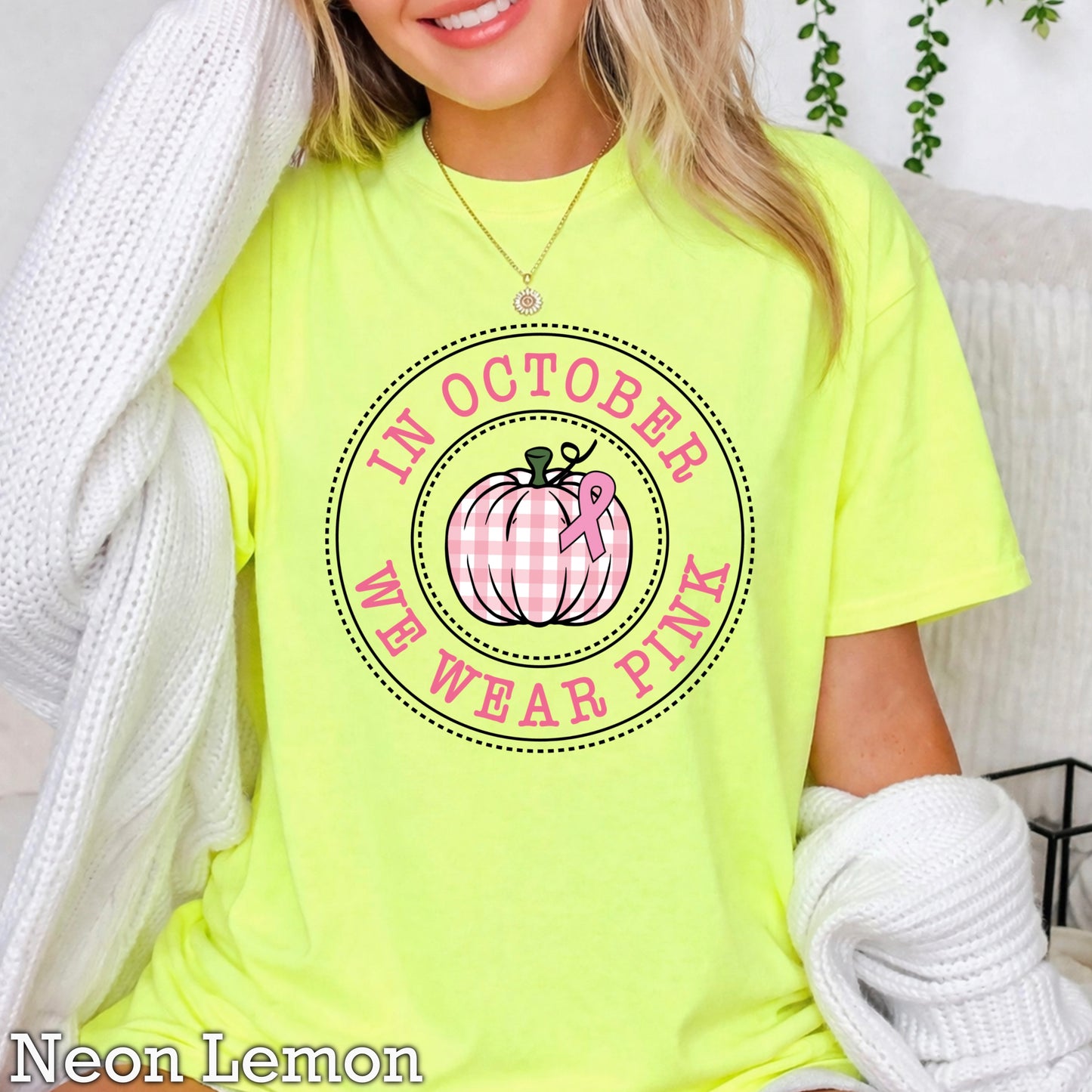 In October We Wear Pink Comfort Color Graphic Tee