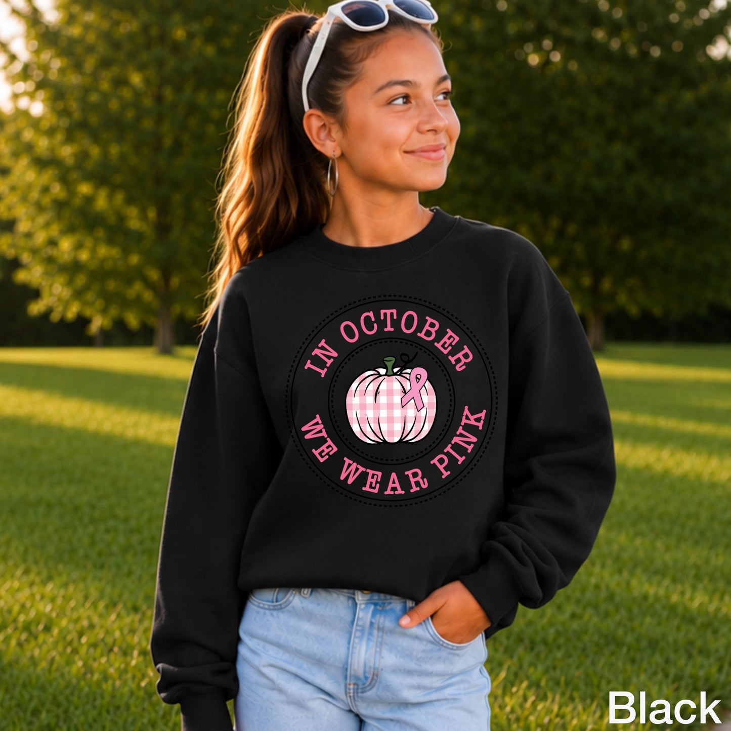 In October We Wear Pink Youth Crewneck Sweatshirt