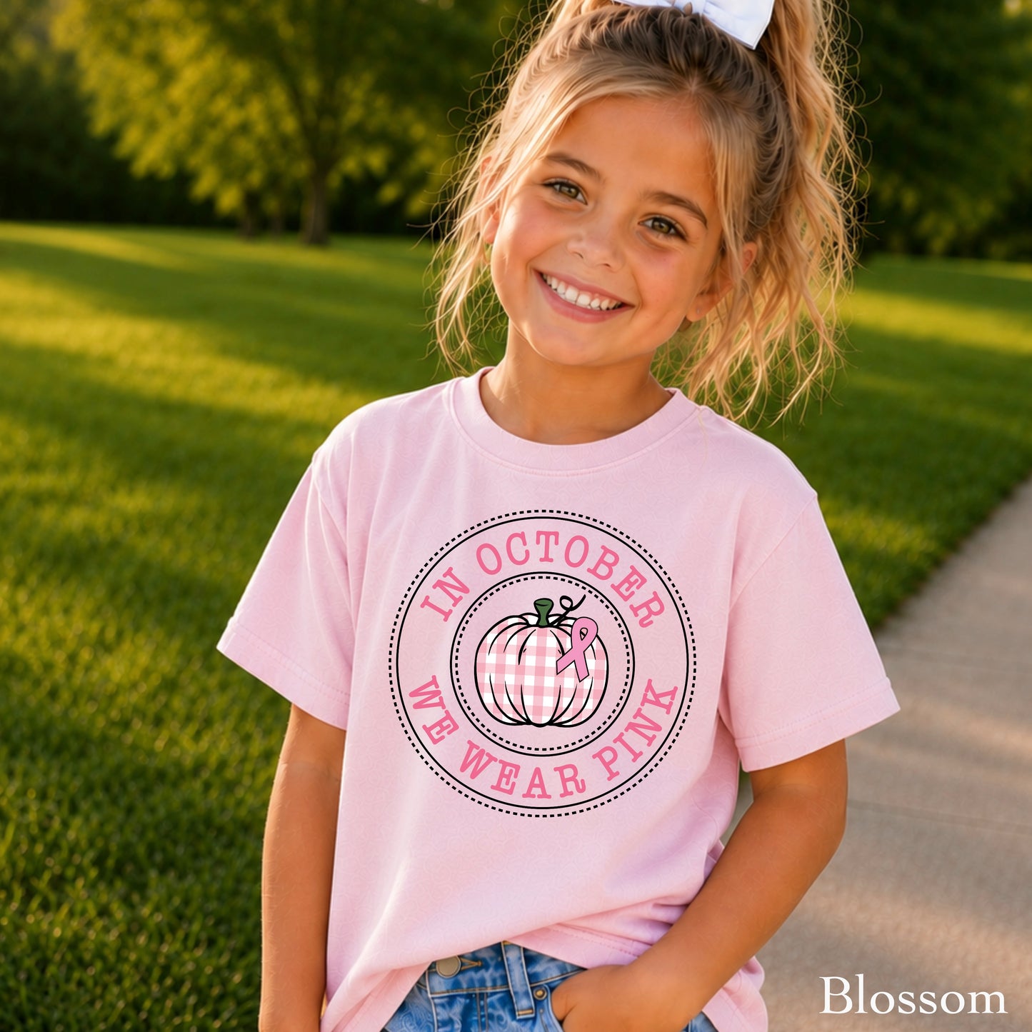 In October We Wear Pink Youth Comfort Color T-Shirt