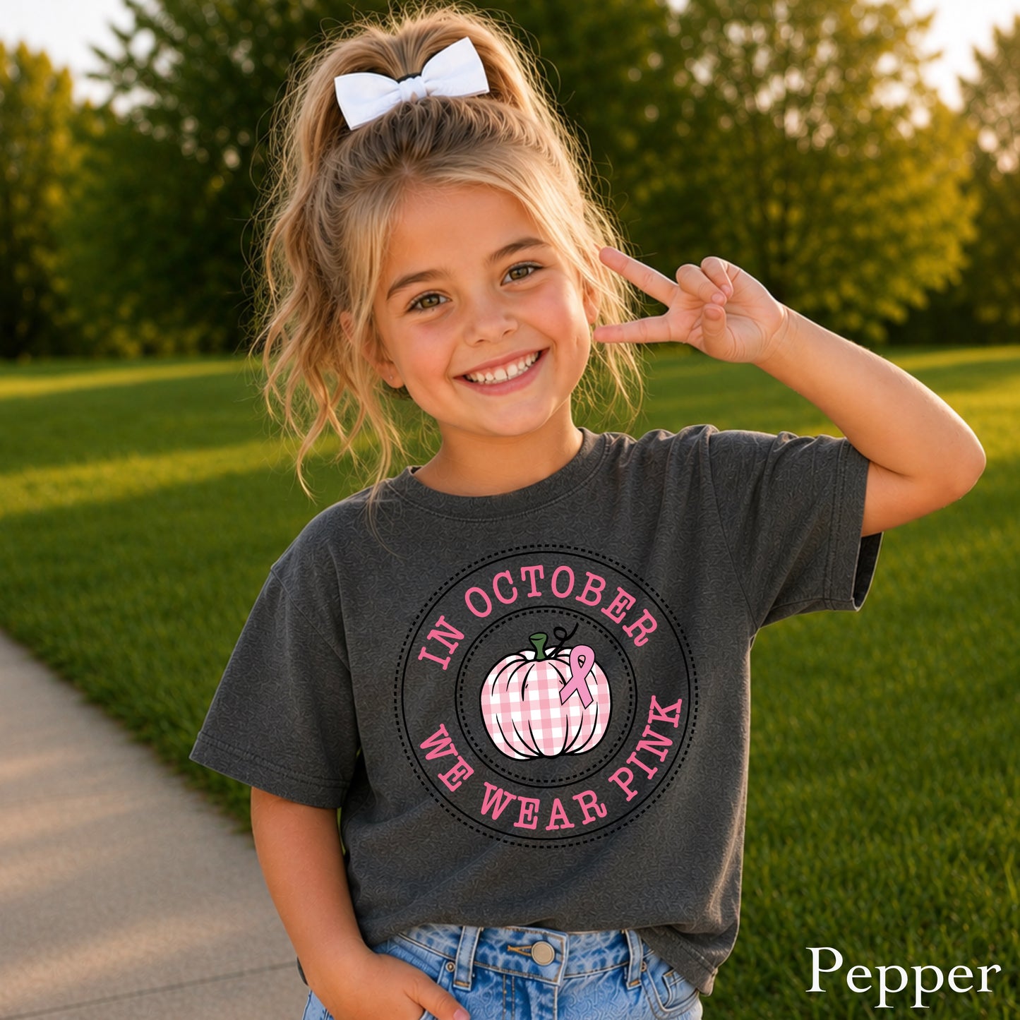 In October We Wear Pink Youth Comfort Color T-Shirt