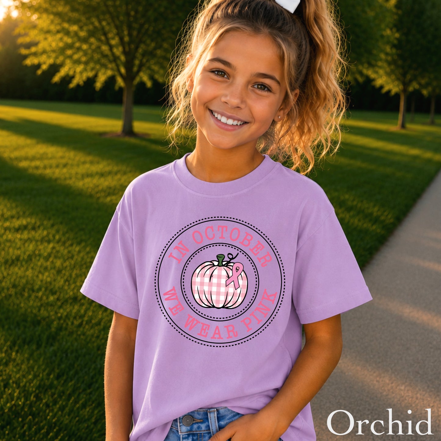 In October We Wear Pink Youth Comfort Color T-Shirt