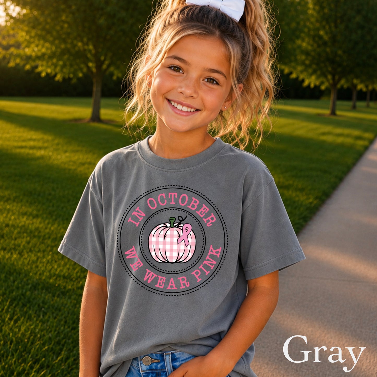 In October We Wear Pink Youth Comfort Color T-Shirt