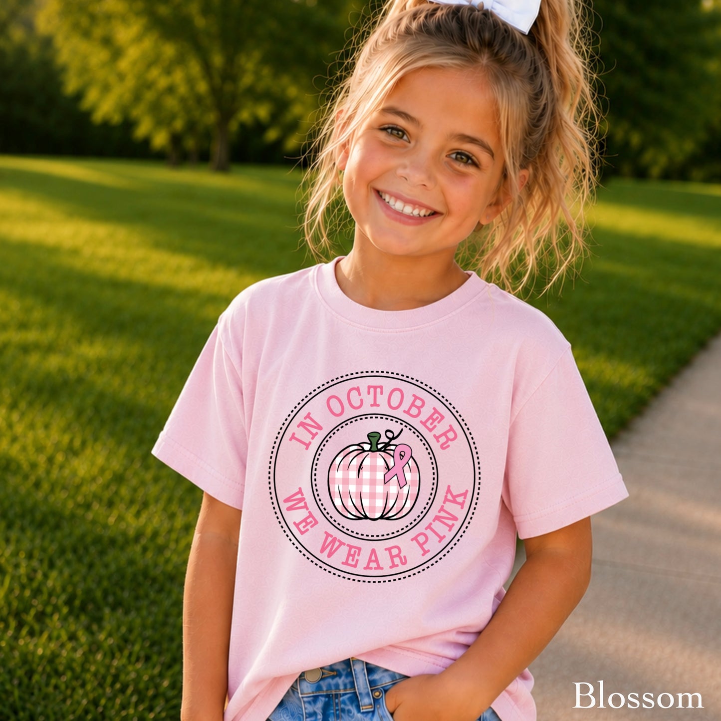 In October We Wear Pink Youth Comfort Color T-Shirt