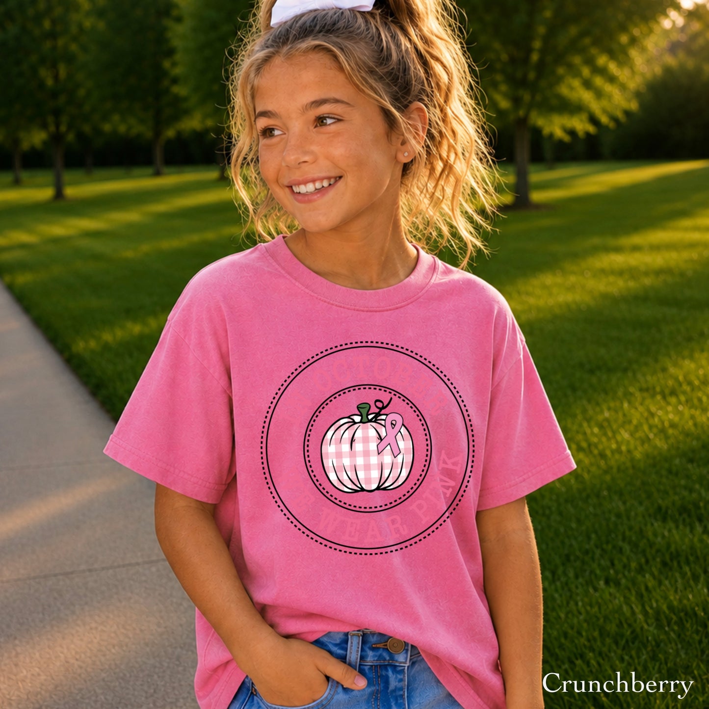 In October We Wear Pink Youth Comfort Color T-Shirt