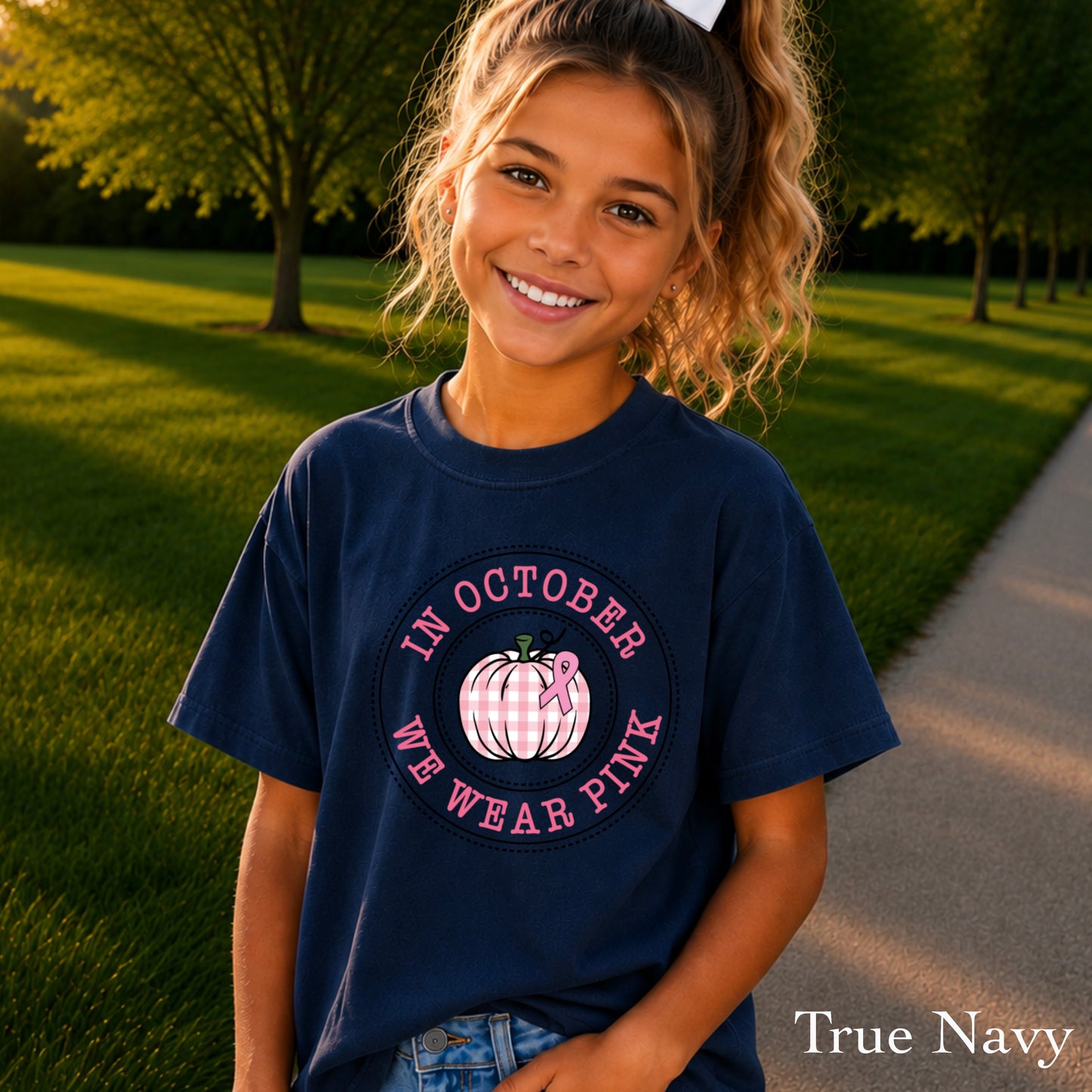In October We Wear Pink Youth Comfort Color T-Shirt