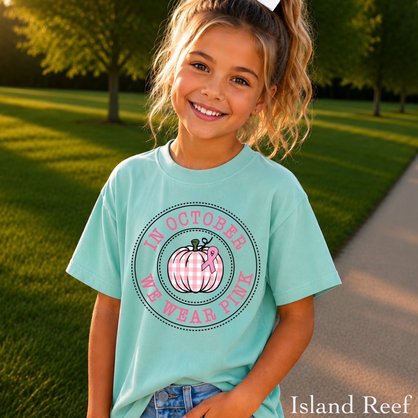 In October We Wear Pink Youth Comfort Color T-Shirt