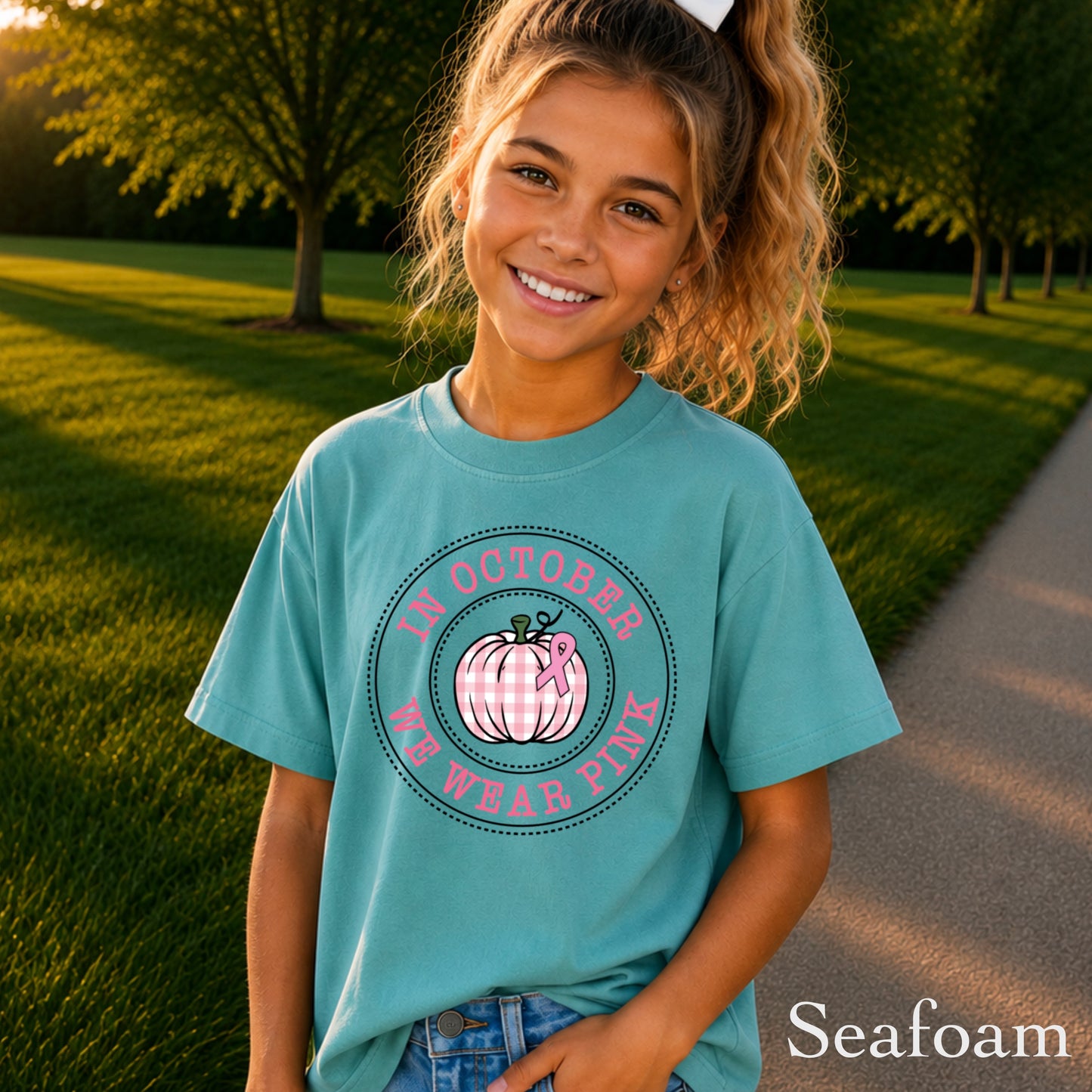 In October We Wear Pink Youth Comfort Color T-Shirt
