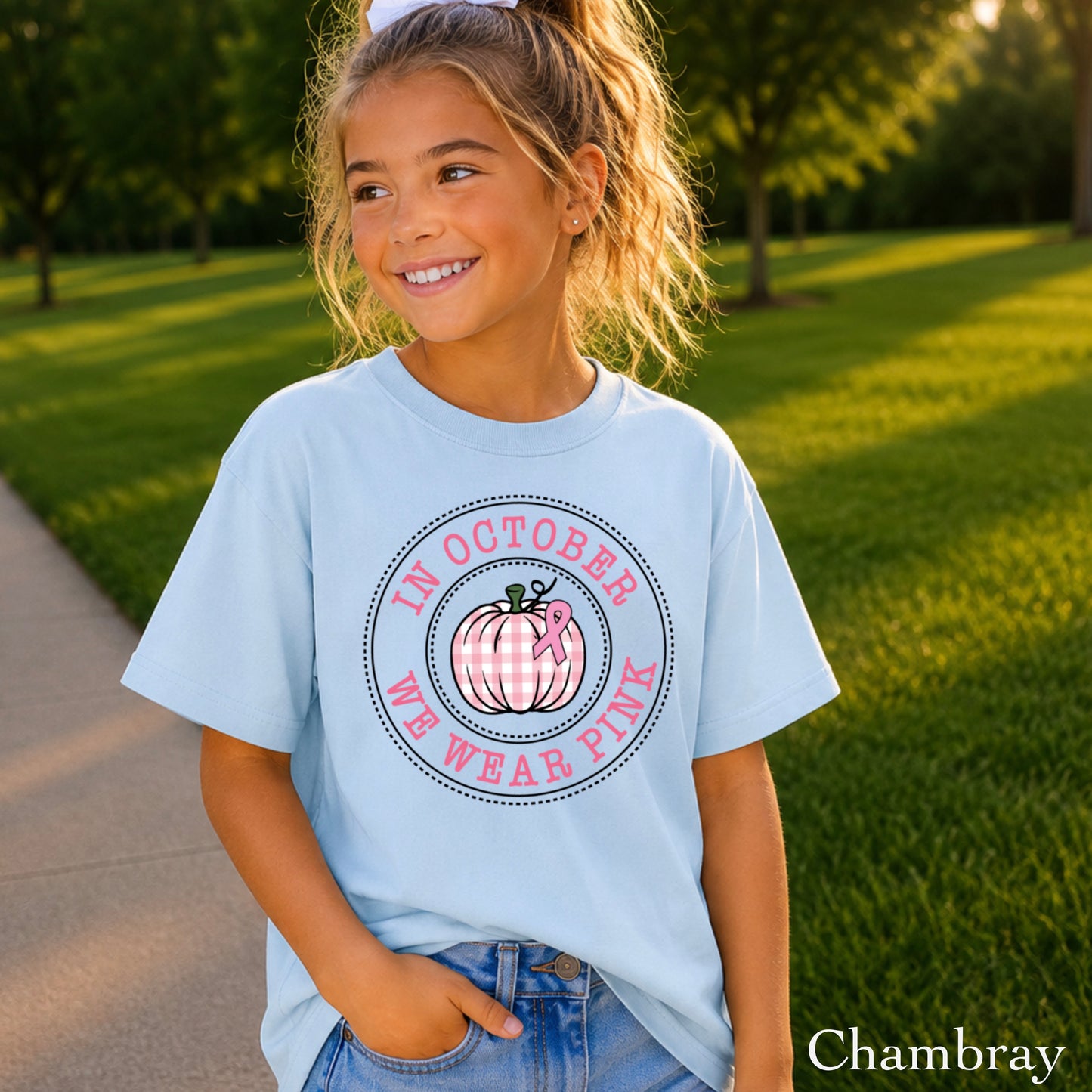 In October We Wear Pink Youth Comfort Color T-Shirt