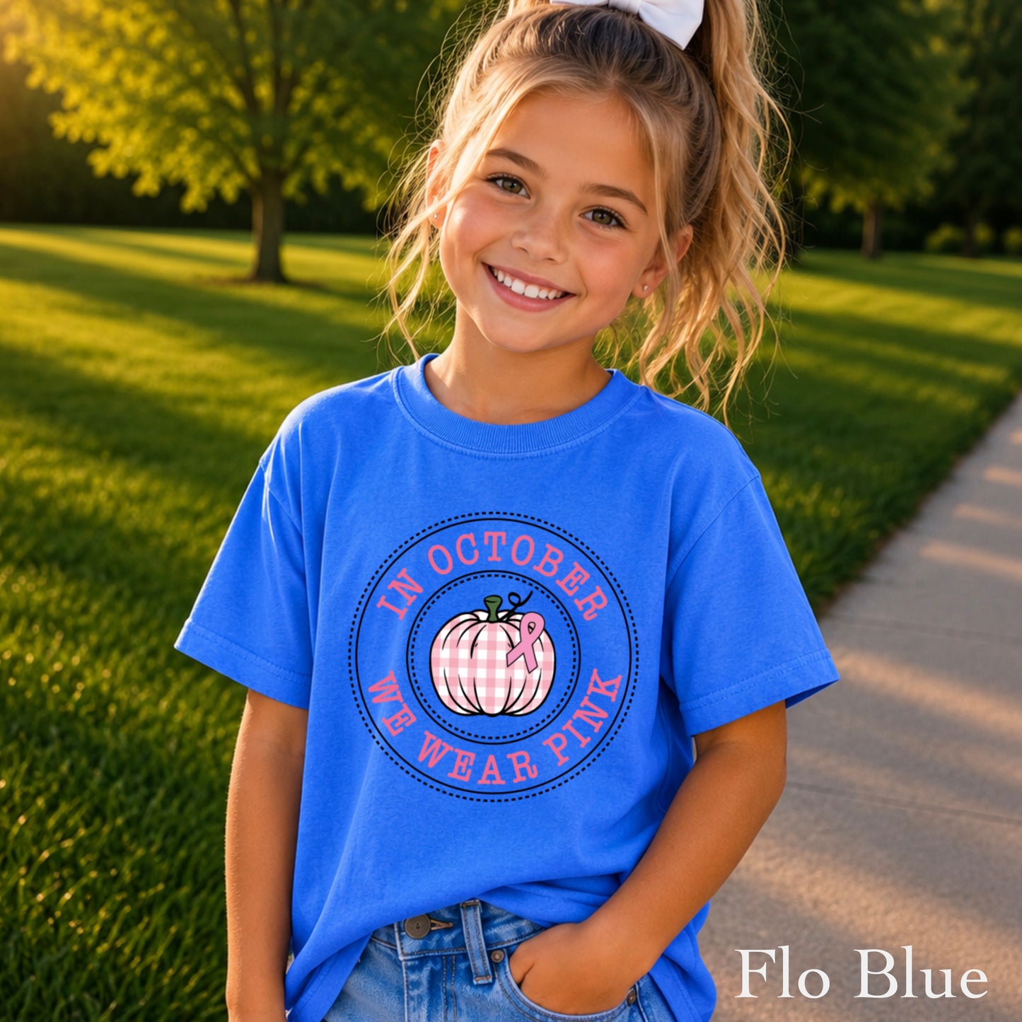 In October We Wear Pink Youth Comfort Color T-Shirt