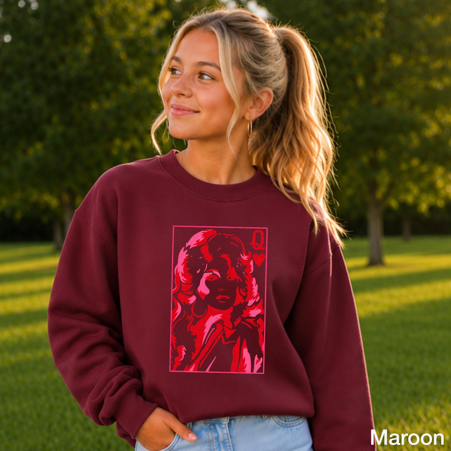 Queen Of Hearts  Youth Crewneck Sweatshirt