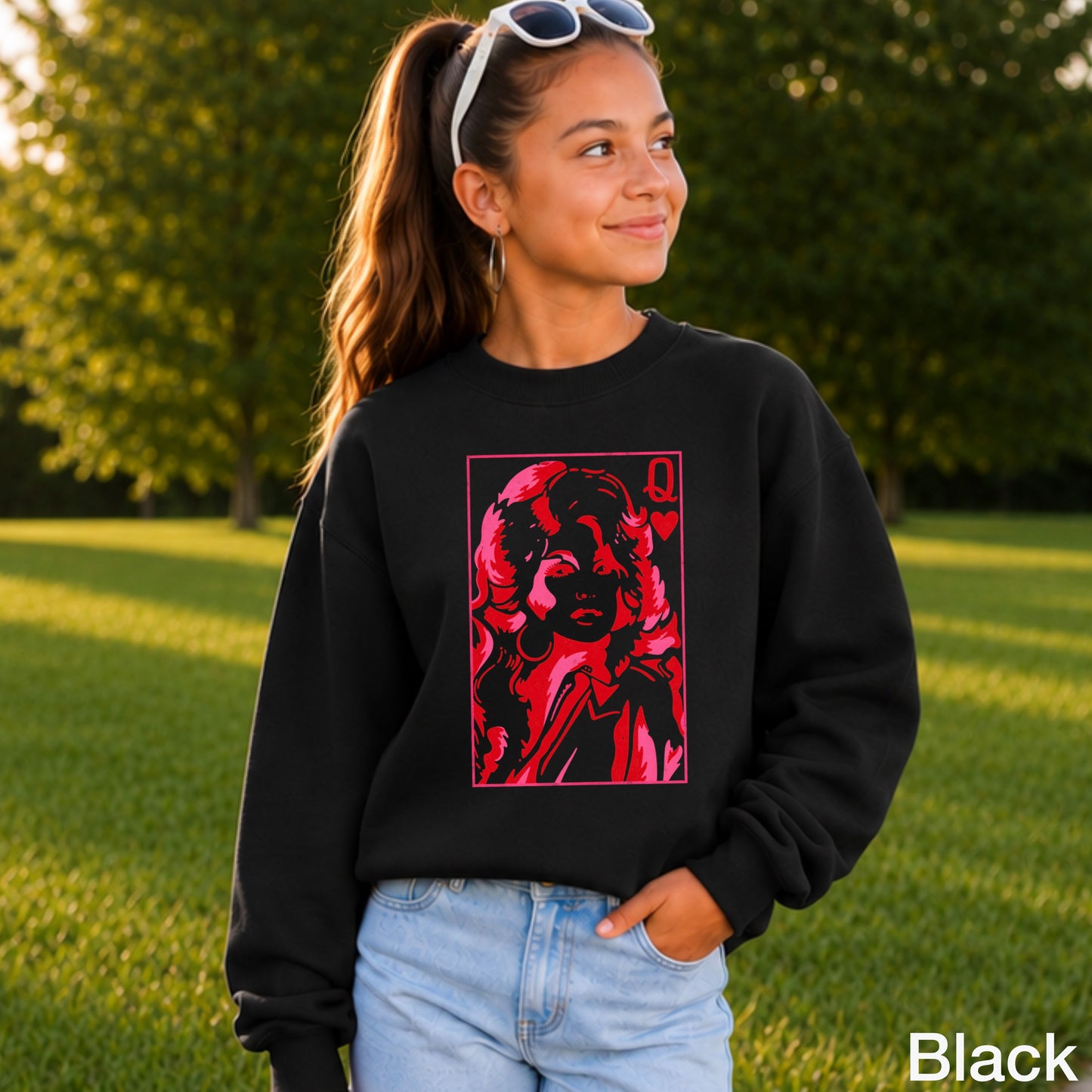 Queen Of Hearts  Youth Crewneck Sweatshirt