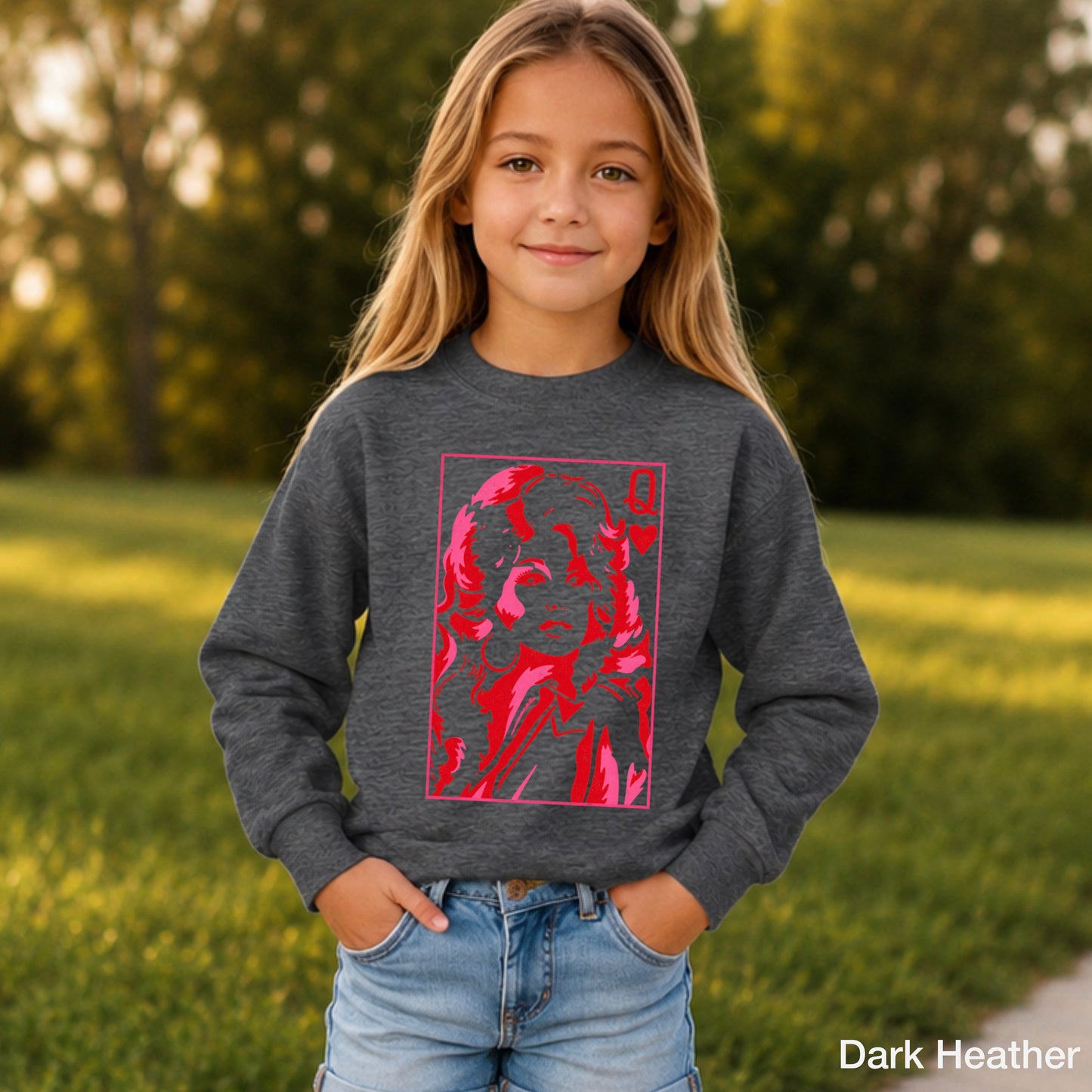 Queen Of Hearts  Youth Crewneck Sweatshirt