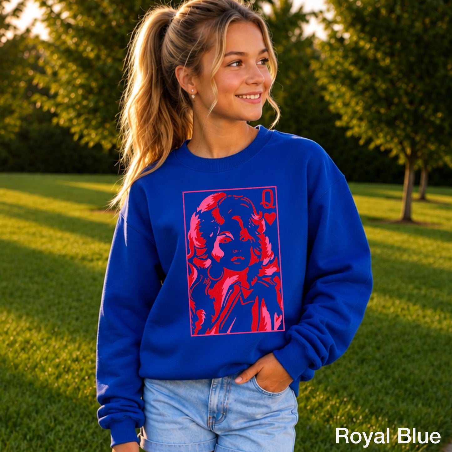 Queen Of Hearts  Youth Crewneck Sweatshirt