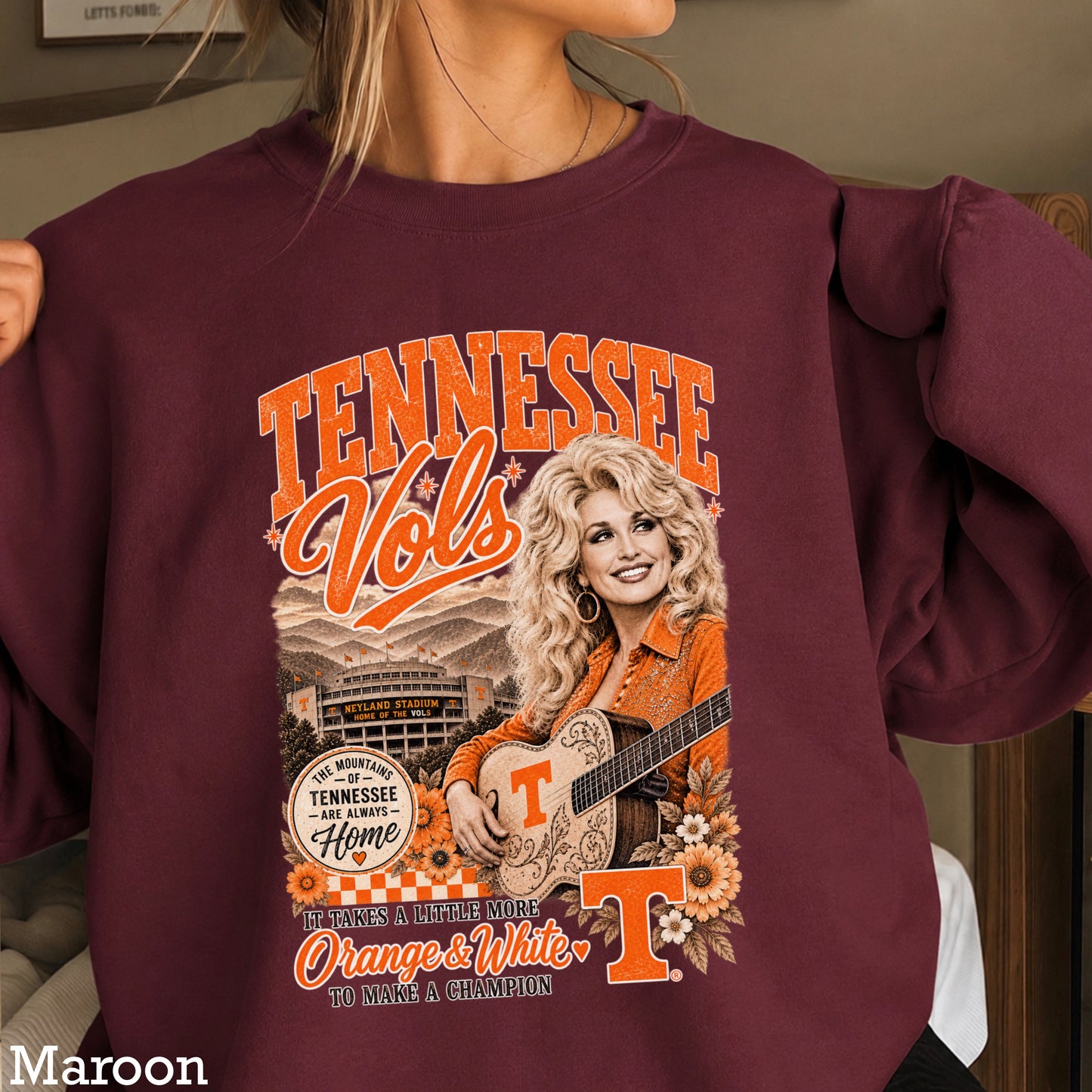 Orange & White Dolly Crewneck Sweatshirt