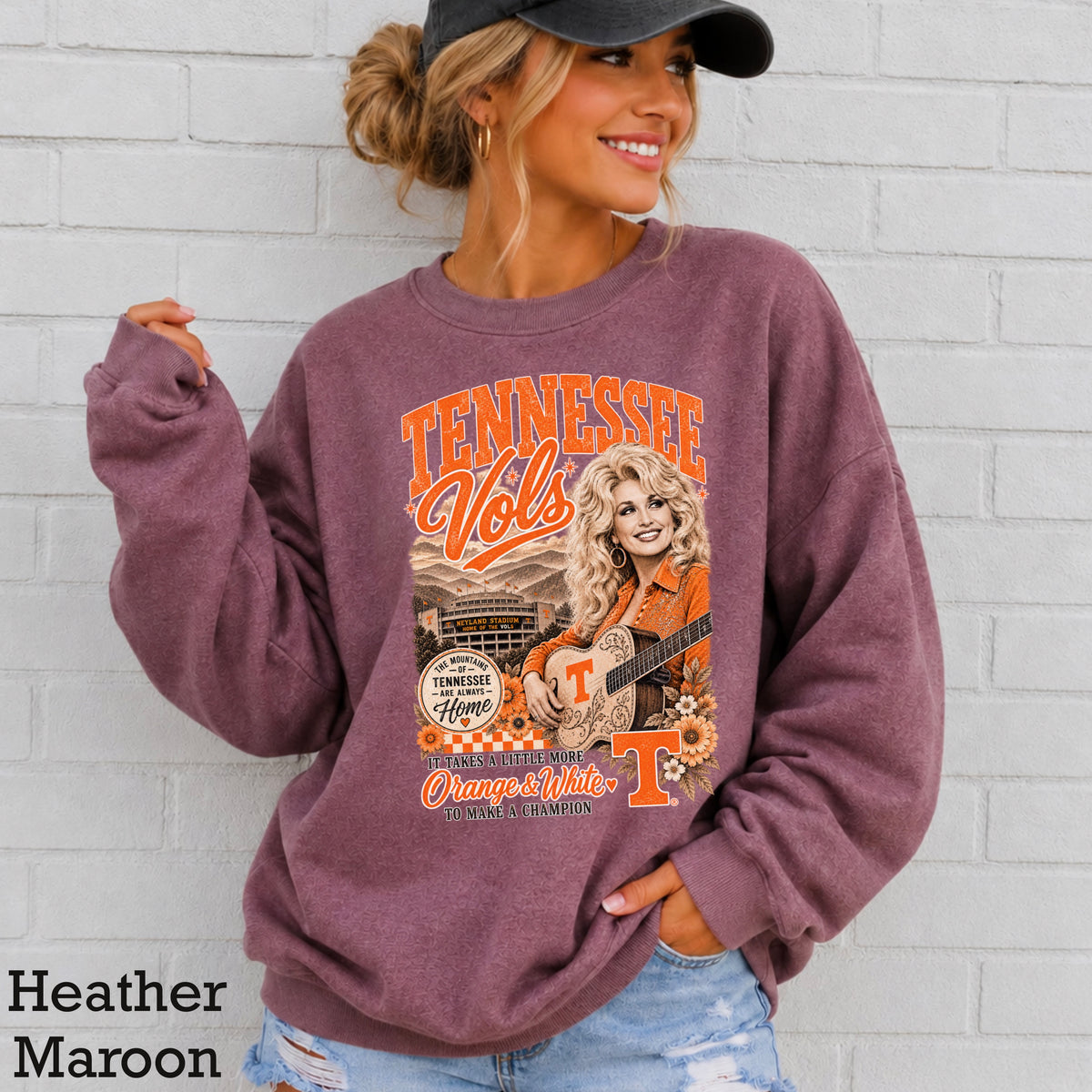 Orange & White Dolly Crewneck Sweatshirt