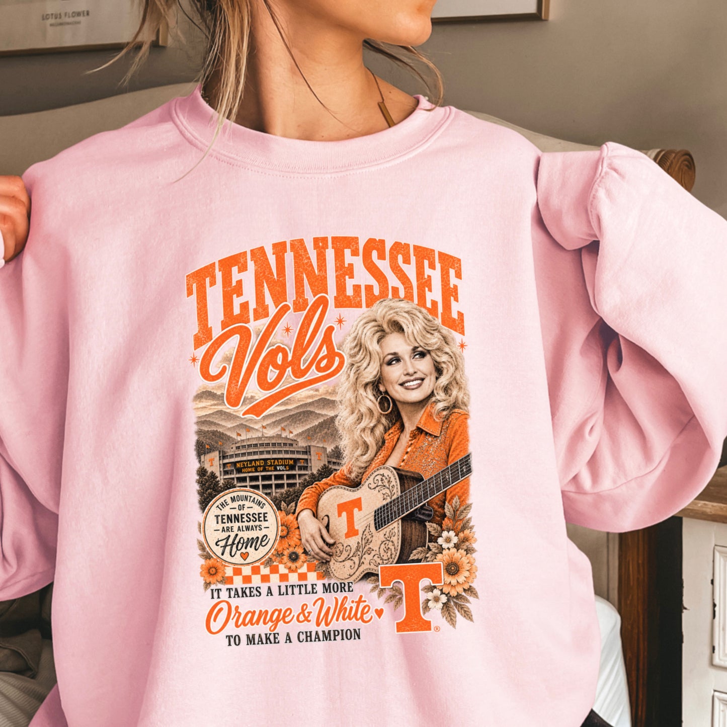 Orange & White Dolly Crewneck Sweatshirt