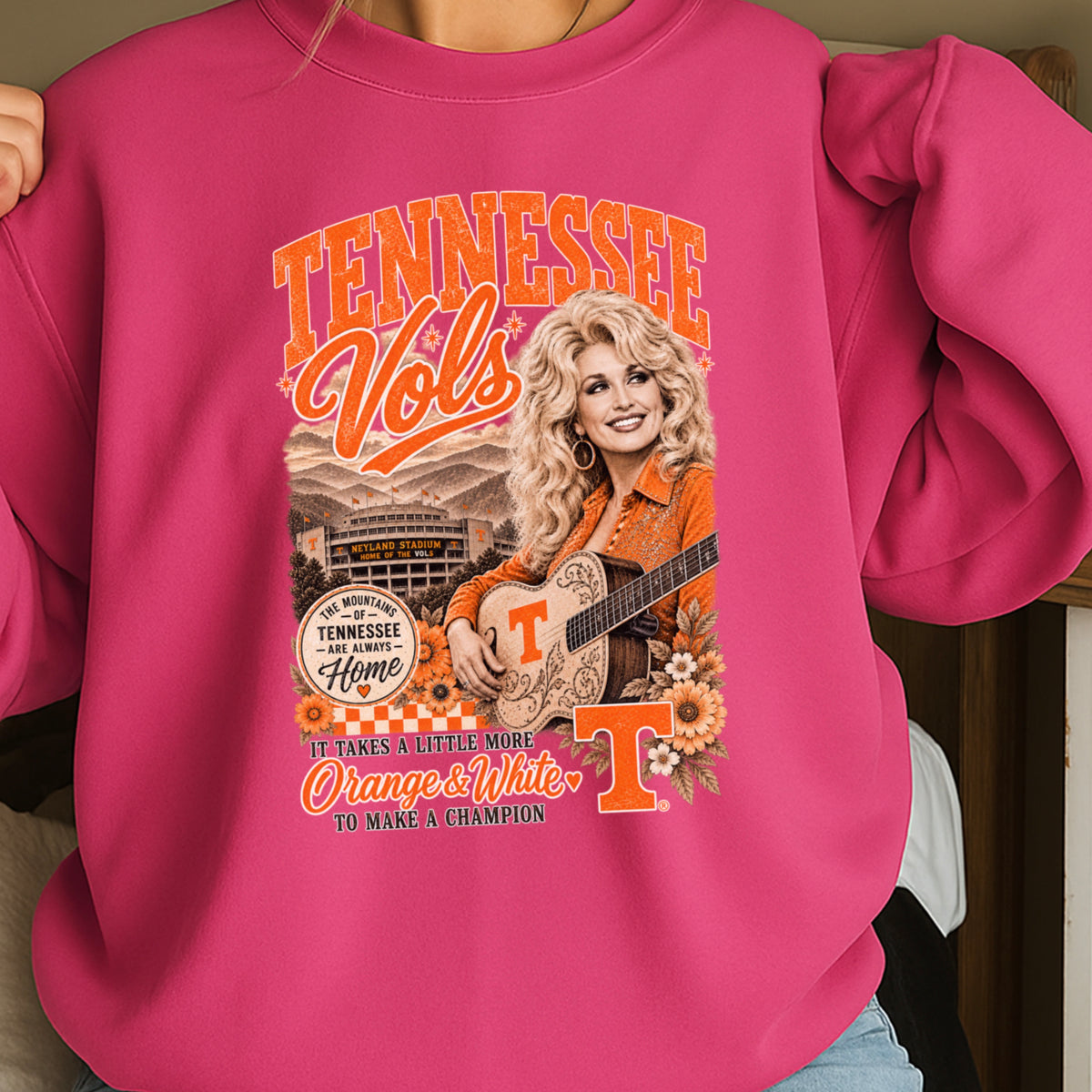 Orange & White Dolly Crewneck Sweatshirt