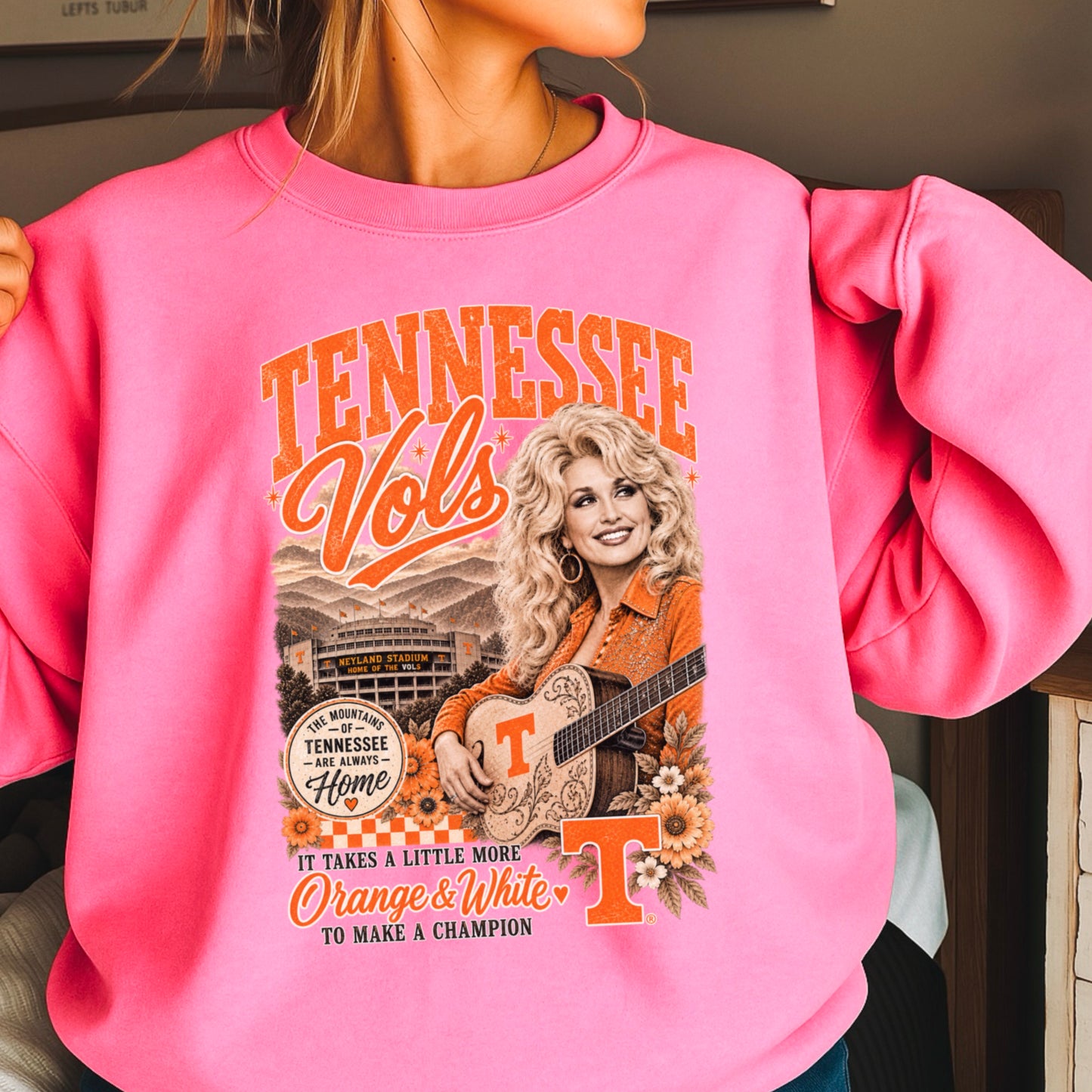 Orange & White Dolly Crewneck Sweatshirt