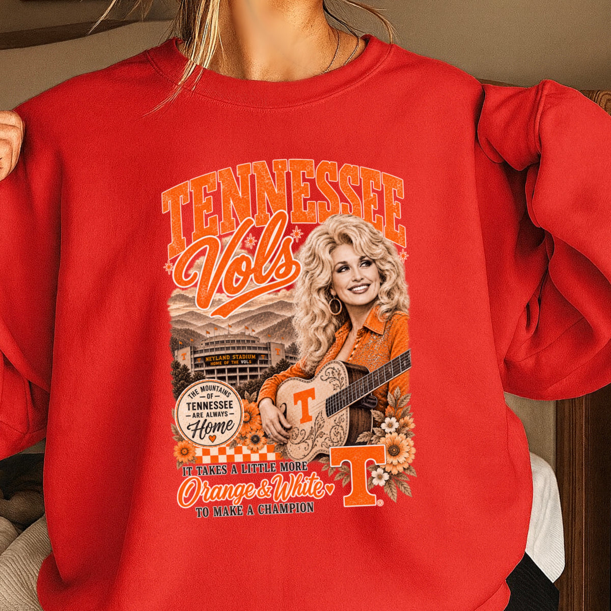 Orange & White Dolly Crewneck Sweatshirt