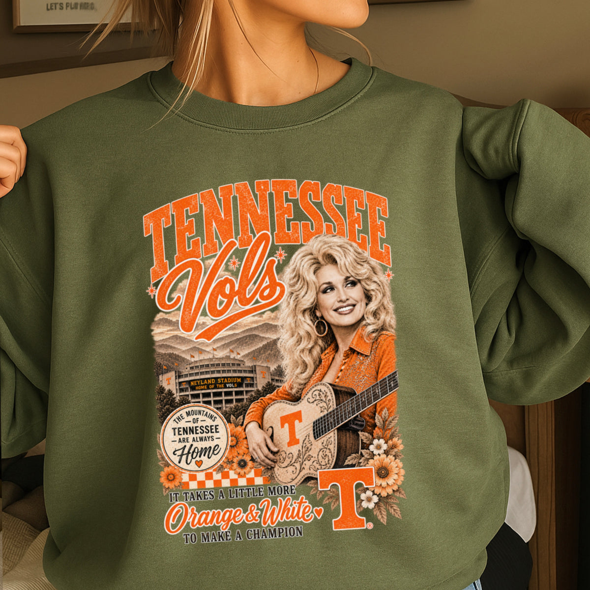 Orange & White Dolly Crewneck Sweatshirt