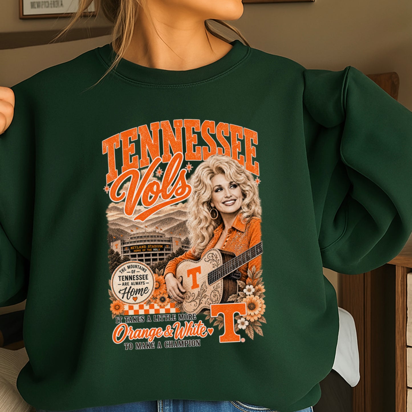 Orange & White Dolly Crewneck Sweatshirt
