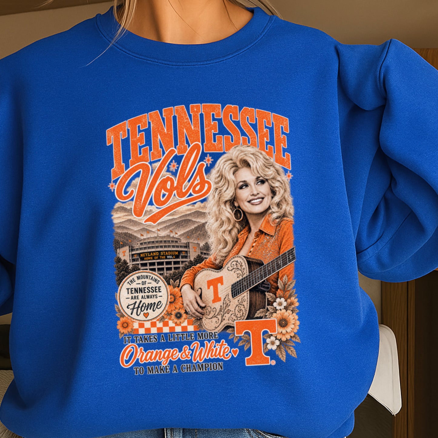 Orange & White Dolly Crewneck Sweatshirt