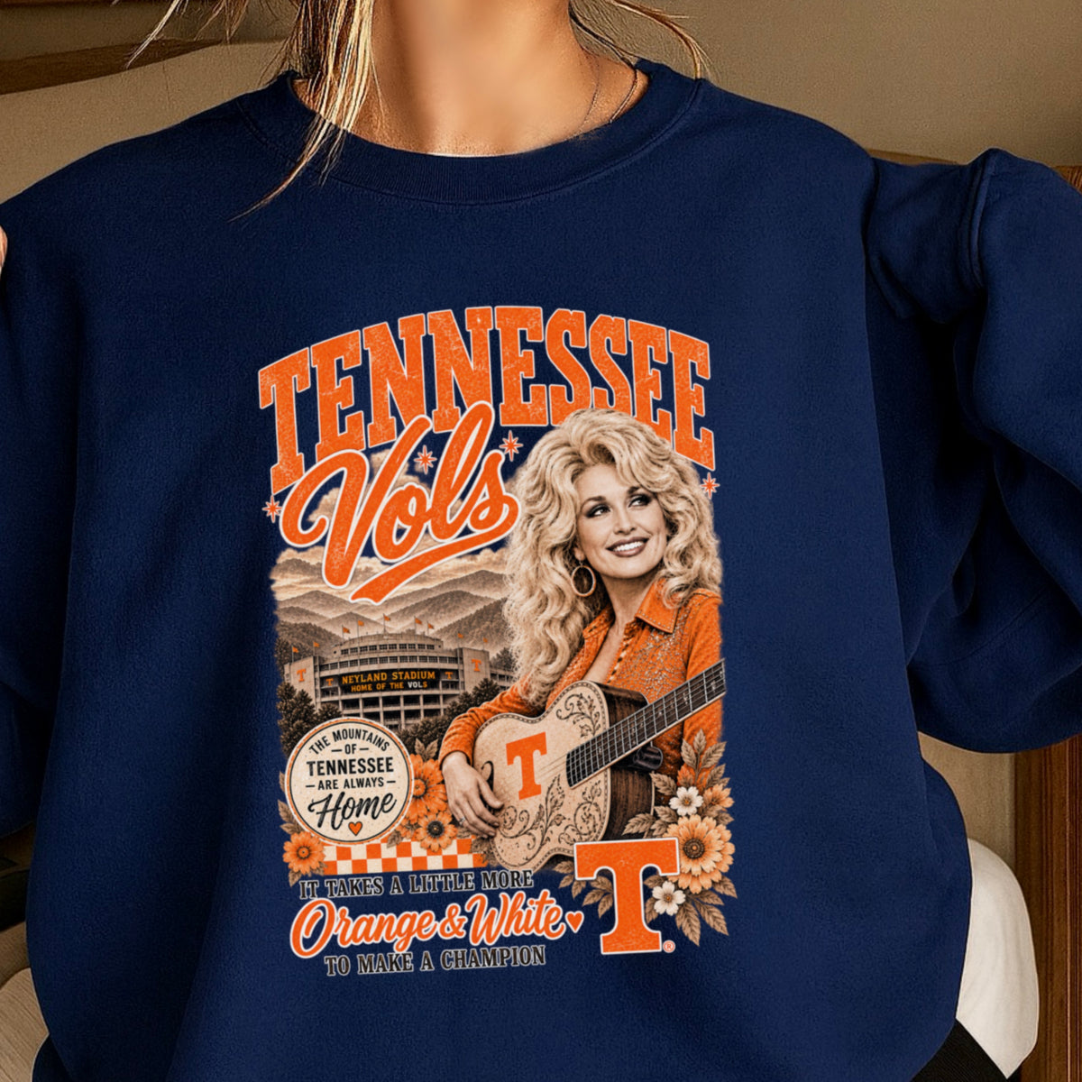 Orange & White Dolly Crewneck Sweatshirt