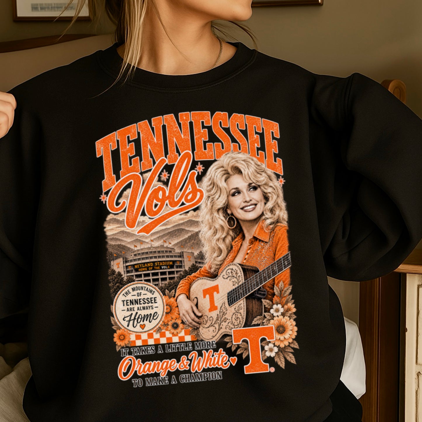 Orange & White Dolly Crewneck Sweatshirt