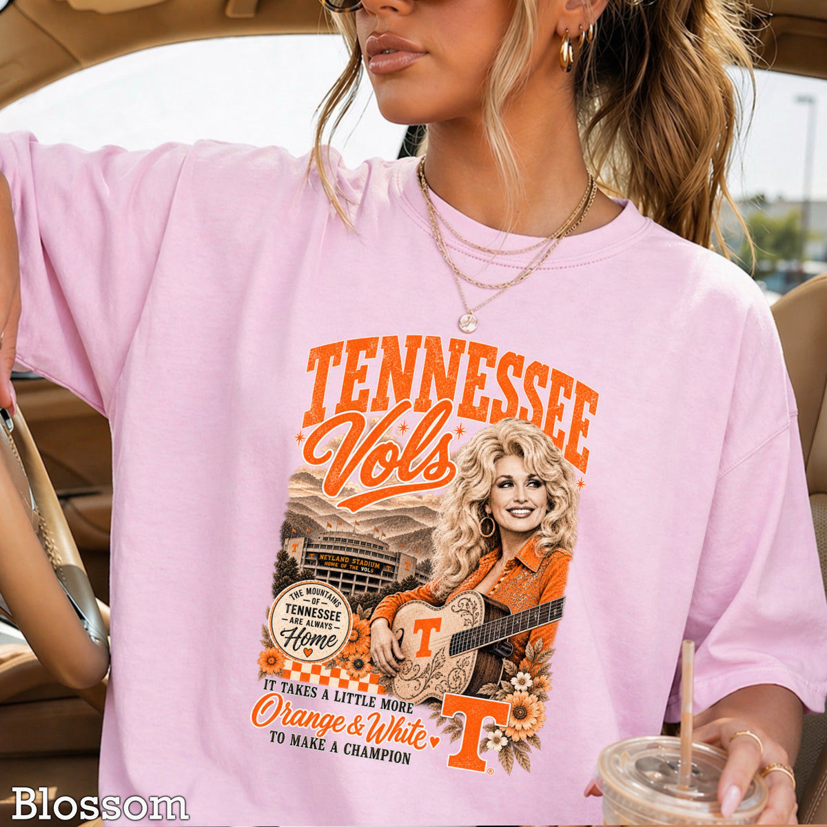 Orange & White Dolly Comfort Color Graphic Tee