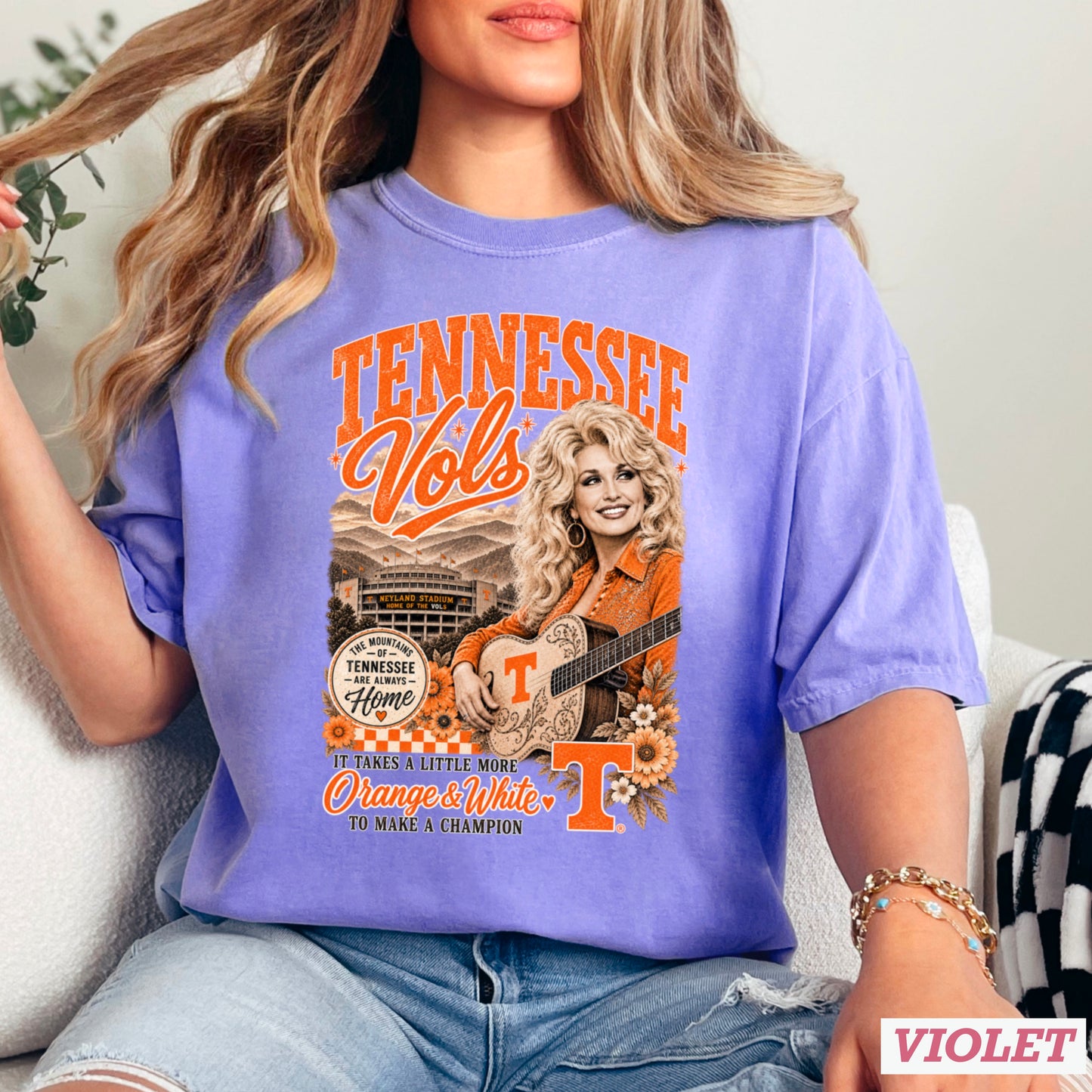 Orange & White Dolly Comfort Color Graphic Tee