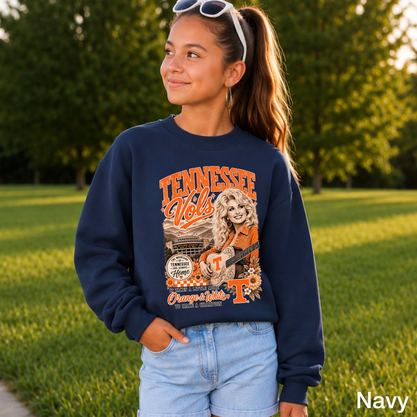 Orange & White Dolly Youth Crewneck Sweatshirt
