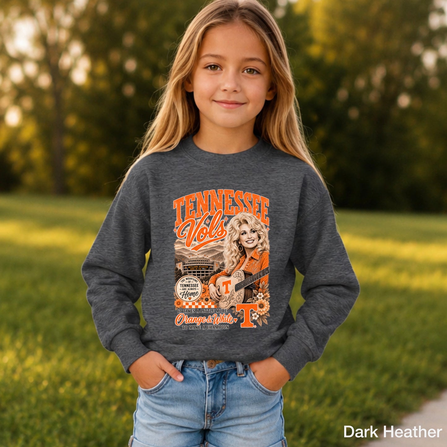 Orange & White Dolly Youth Crewneck Sweatshirt
