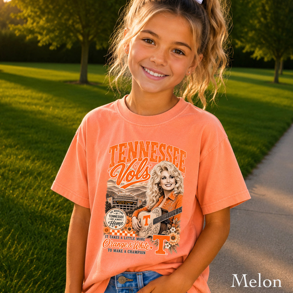 Orange & White Dolly Youth Comfort Color T-Shirt