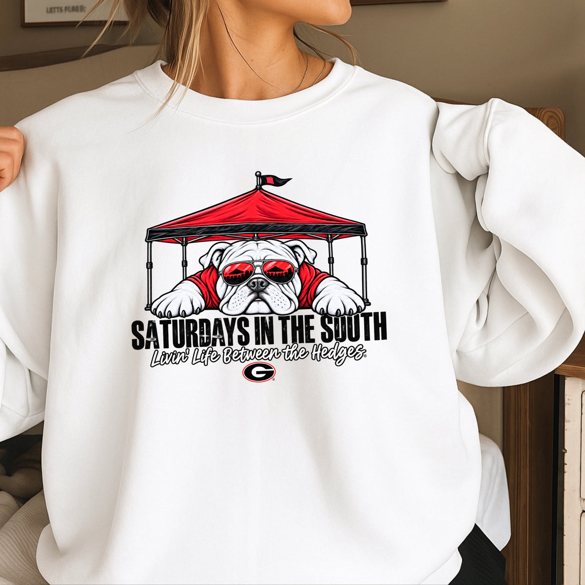 Saturdays In The South Red & Black  Crewneck Sweatshirt