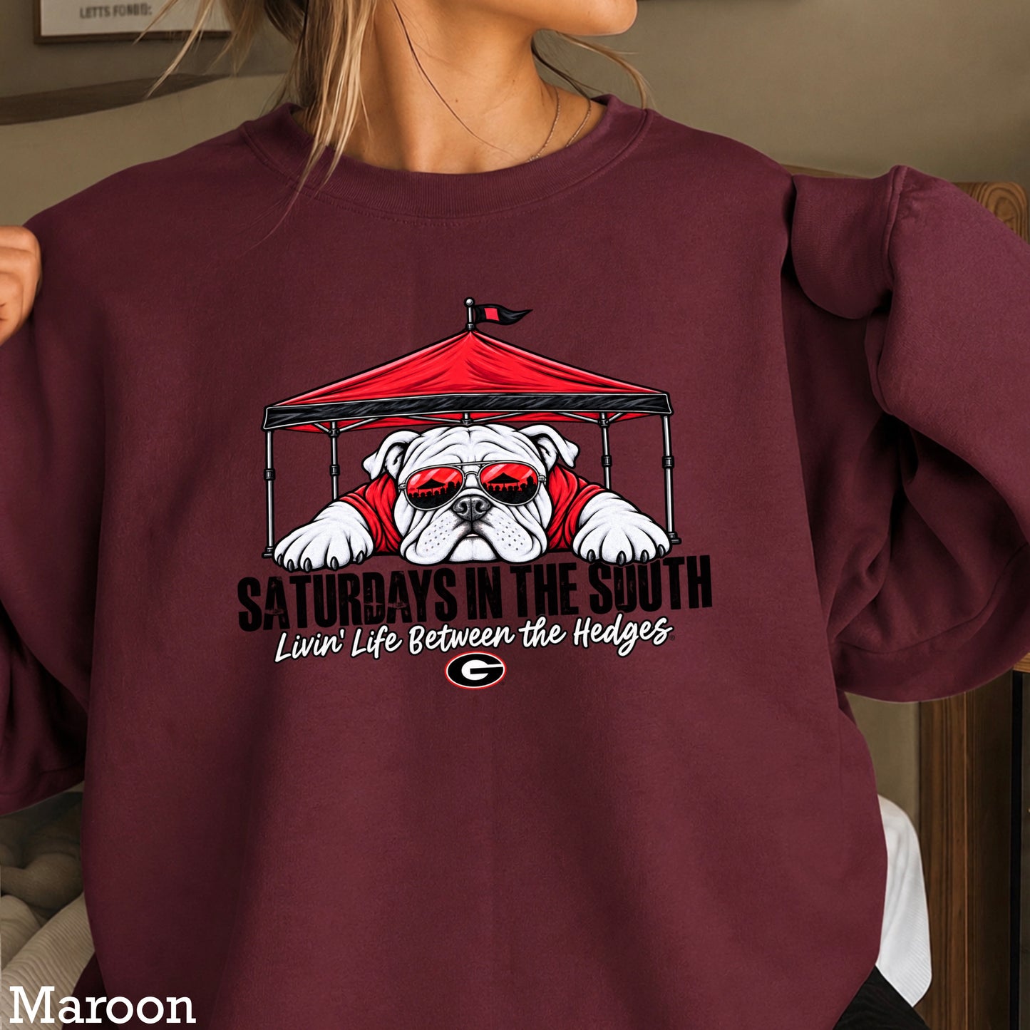 Saturdays In The South Red & Black  Crewneck Sweatshirt