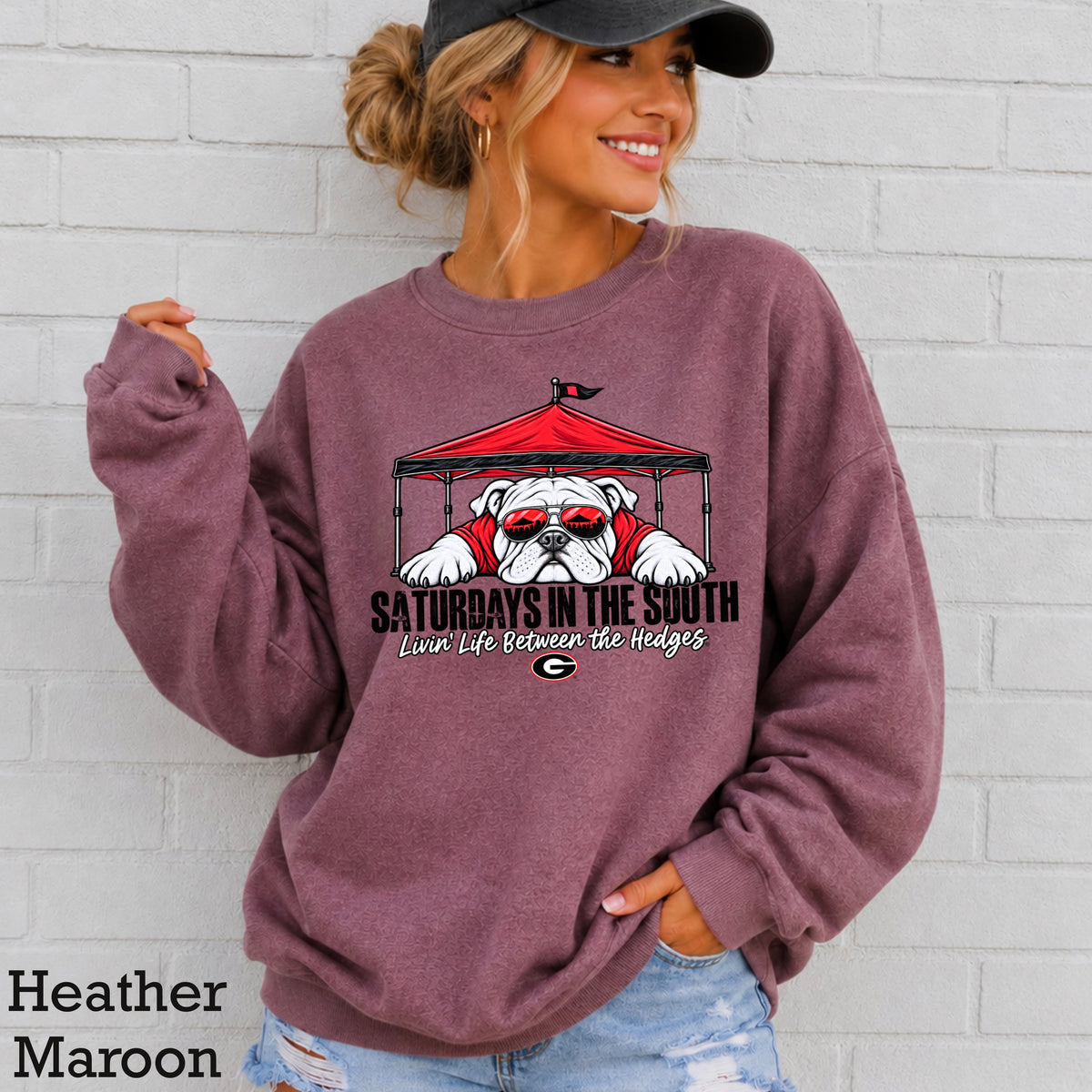 Saturdays In The South Red & Black  Crewneck Sweatshirt