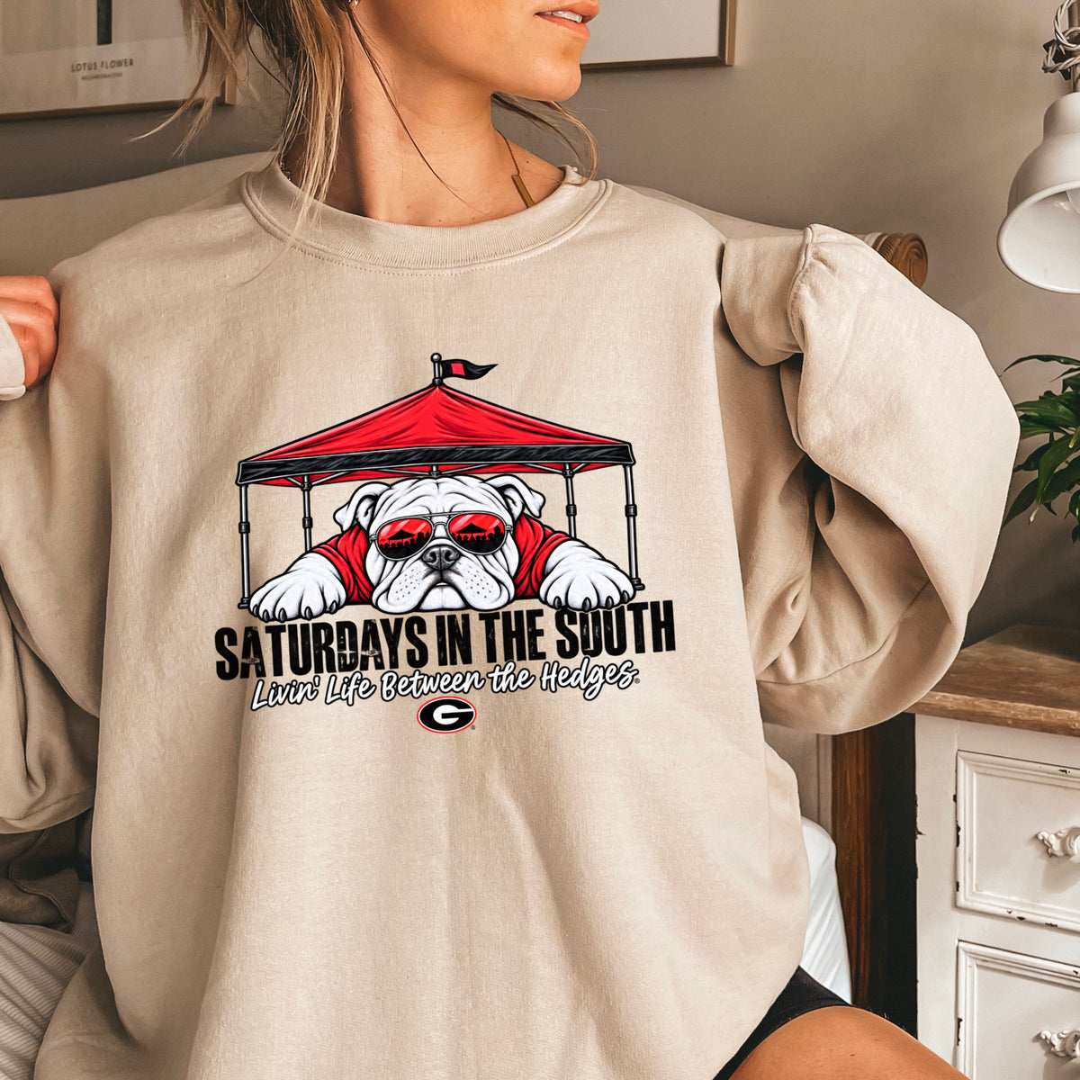 Saturdays In The South Red & Black  Crewneck Sweatshirt