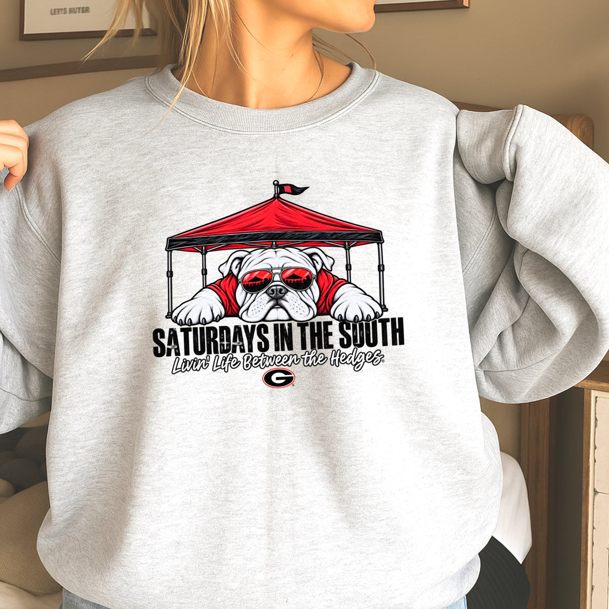 Saturdays In The South Red & Black  Crewneck Sweatshirt