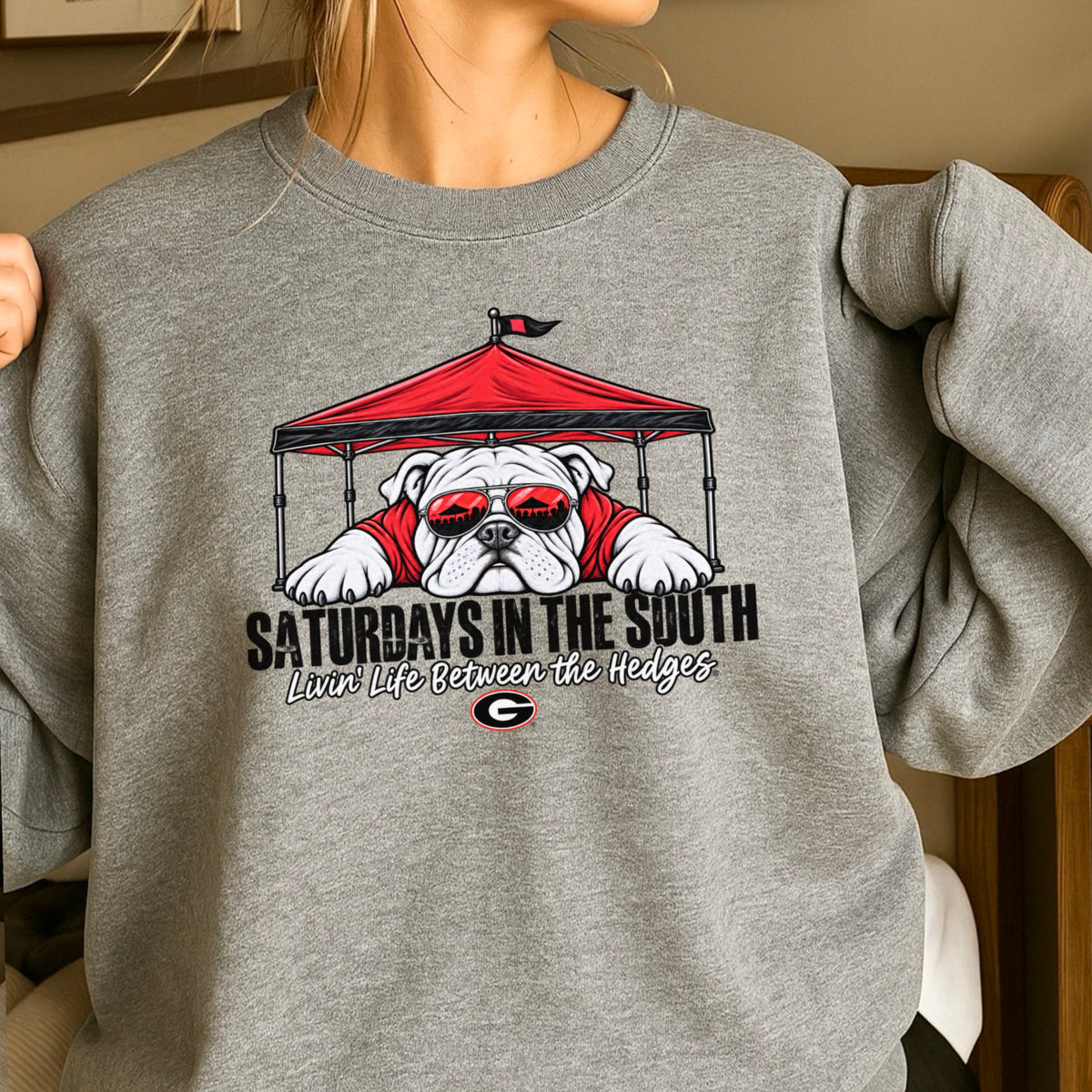 Saturdays In The South Red & Black  Crewneck Sweatshirt