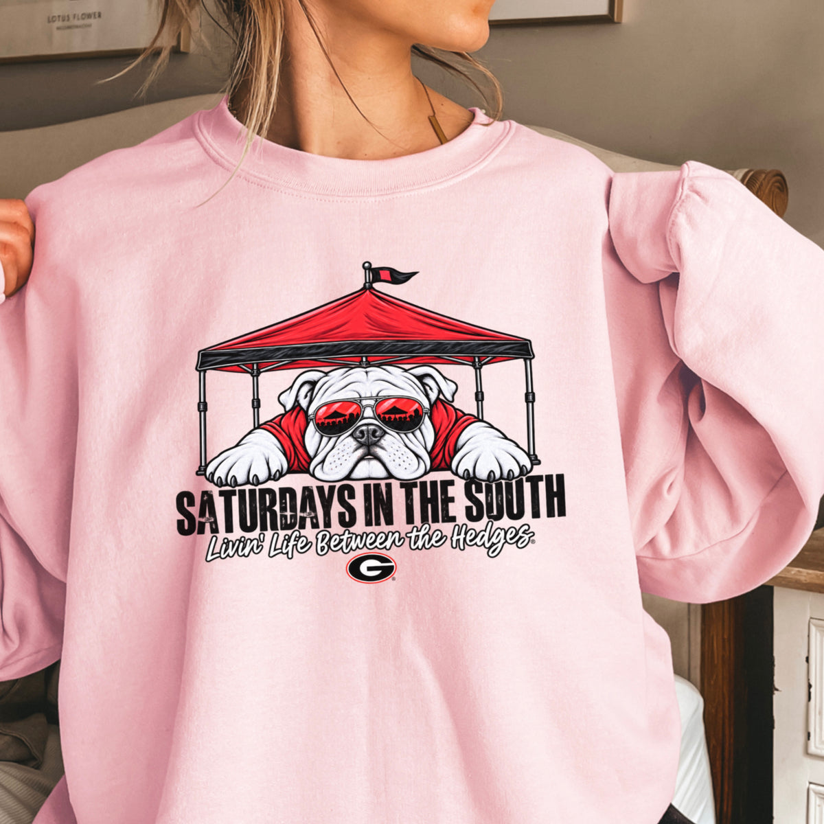 Saturdays In The South Red & Black  Crewneck Sweatshirt