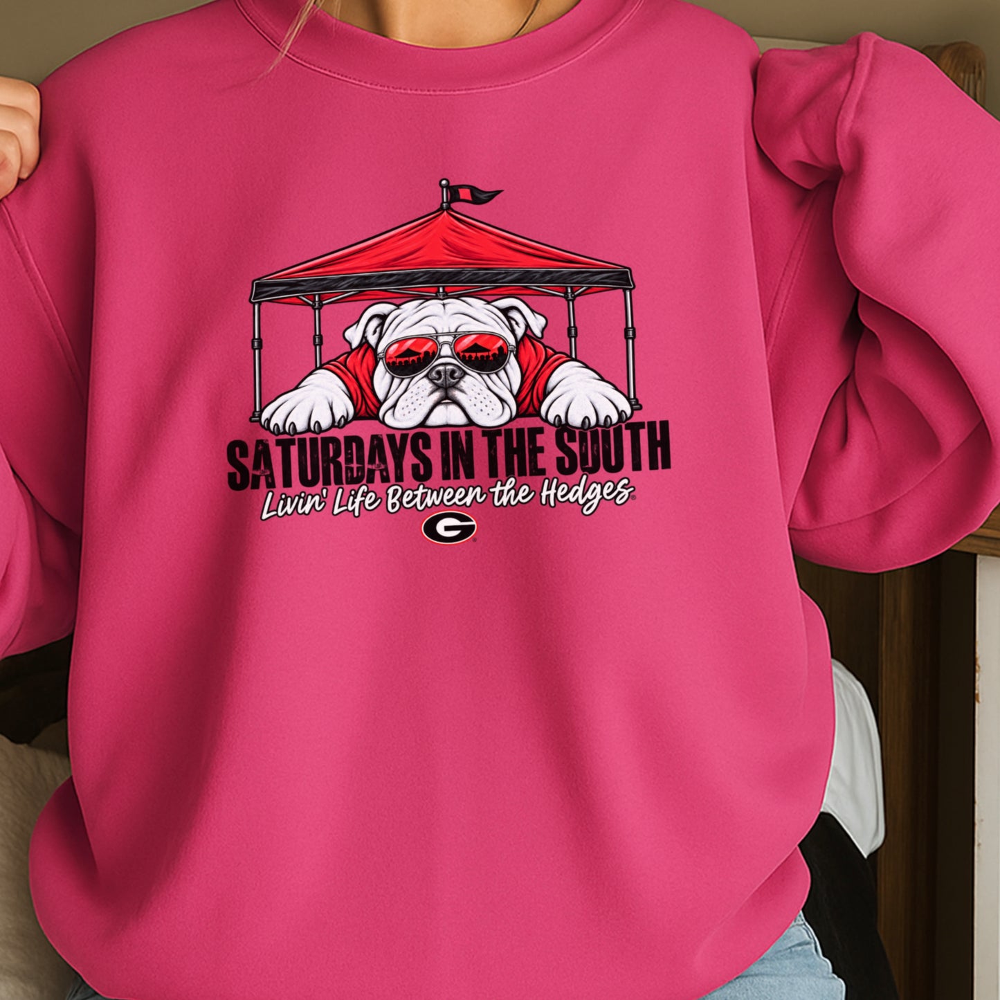 Saturdays In The South Red & Black  Crewneck Sweatshirt