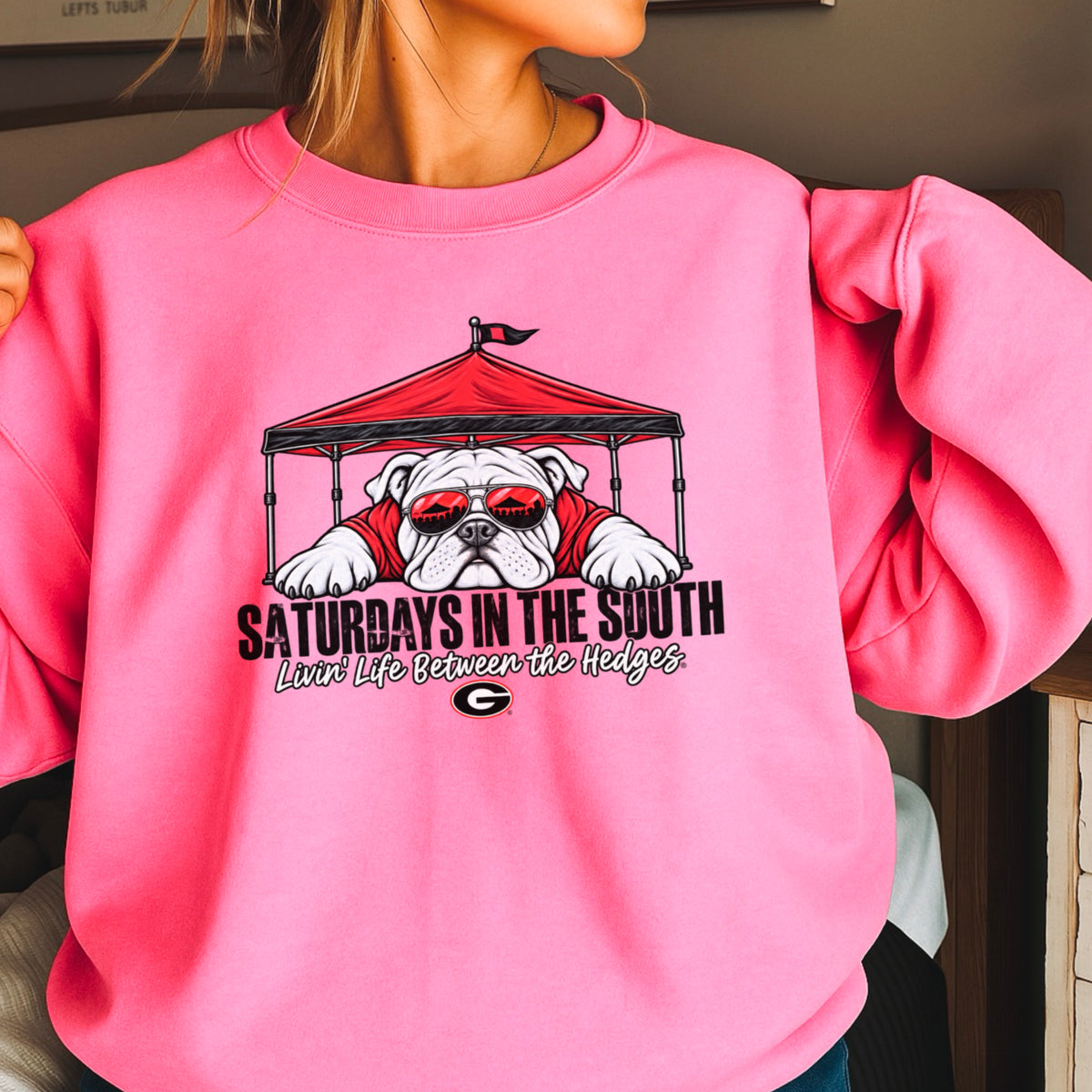 Saturdays In The South Red & Black  Crewneck Sweatshirt