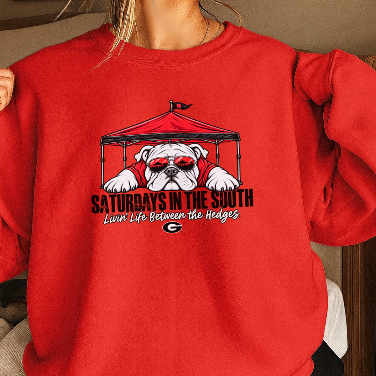 Saturdays In The South Red & Black  Crewneck Sweatshirt